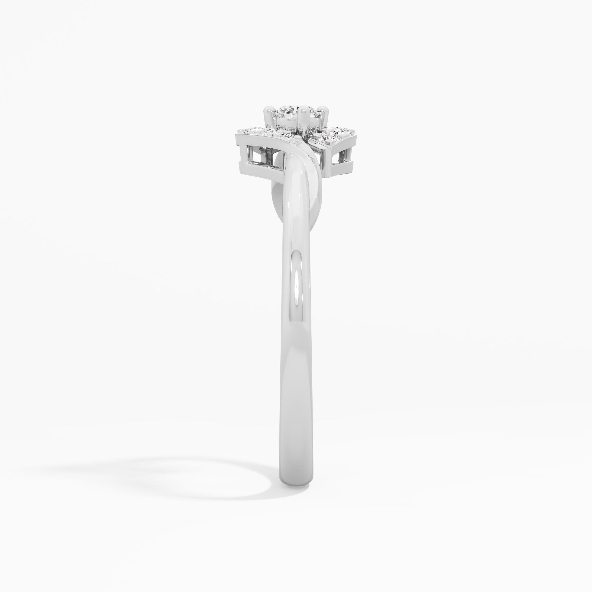 Starry Bloom Halos Ring in 9KT White Gold (Diamond Quality: EF-VVS VS)