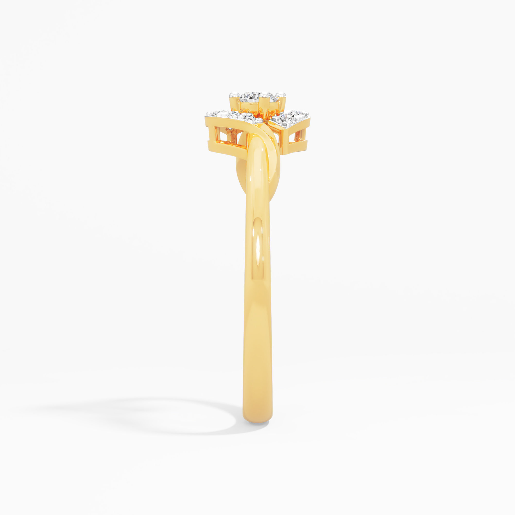 Starry Bloom Halos Ring in 9KT Yellow Gold (Diamond Quality: EF-VVS VS)