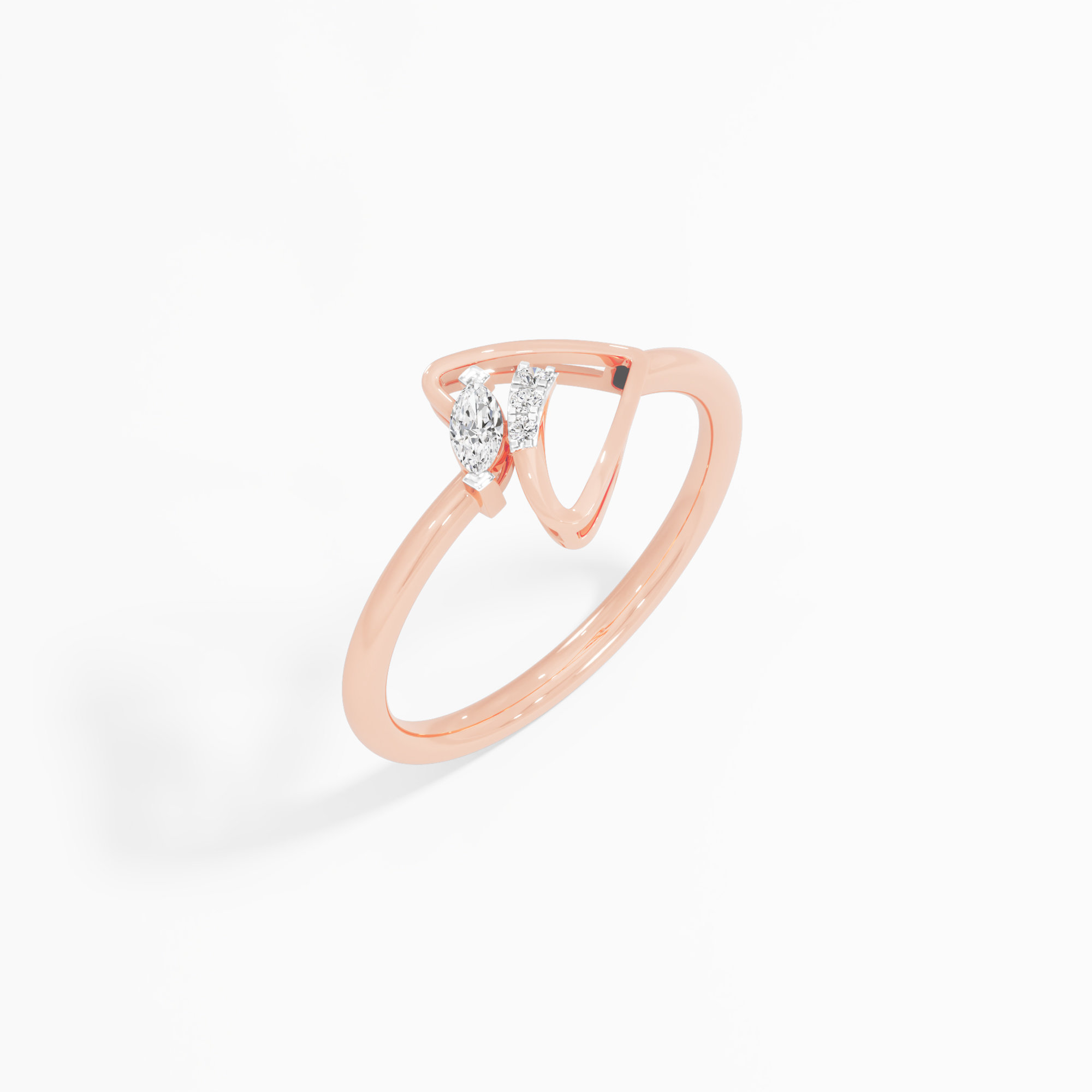 Celestial Whisper Bypass Ring in 9KT Rose Gold (Diamond Quality: FG-VVS VS)
