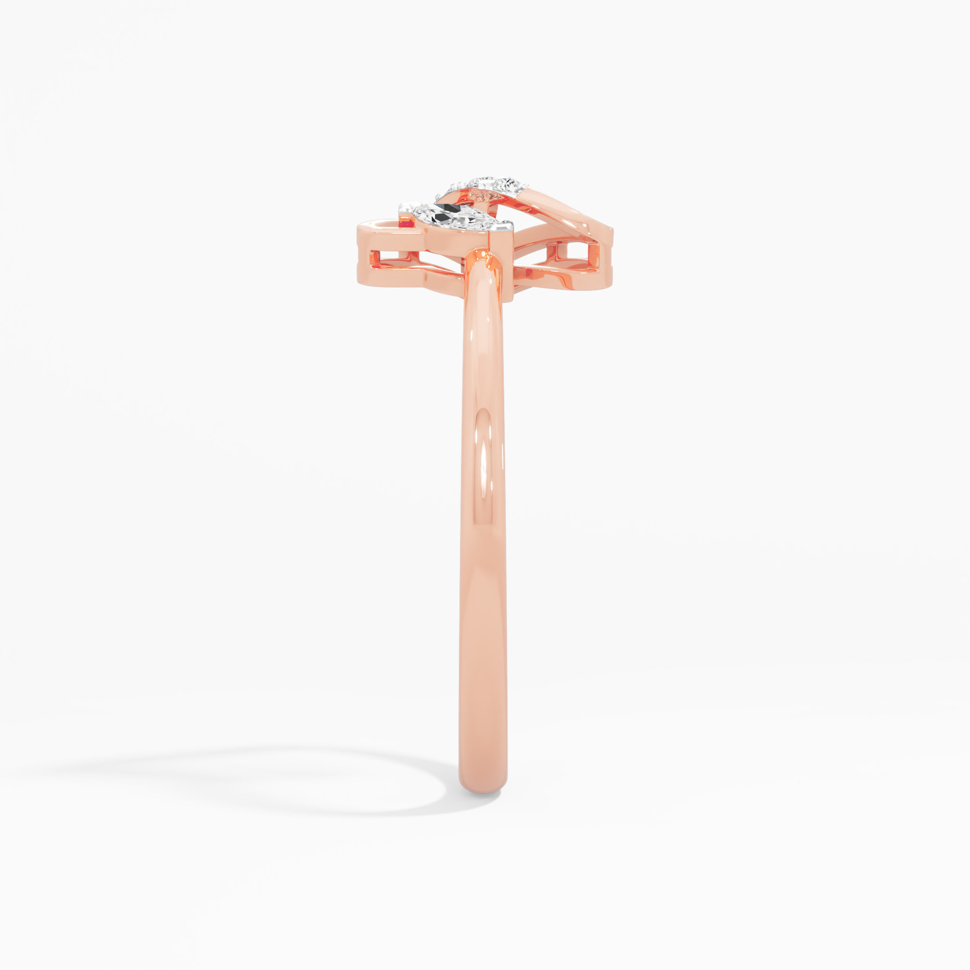 Celestial Whisper Bypass Ring in 9KT Rose Gold (Diamond Quality: FG-VVS VS)