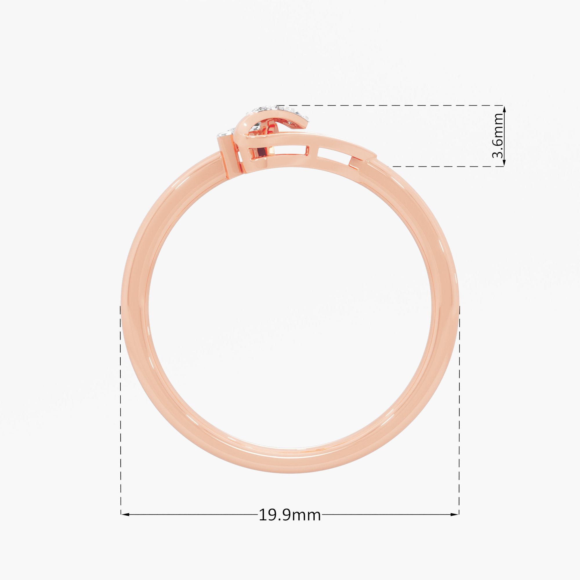 Celestial Whisper Bypass Ring in 9KT Rose Gold (Diamond Quality: FG-VVS VS)