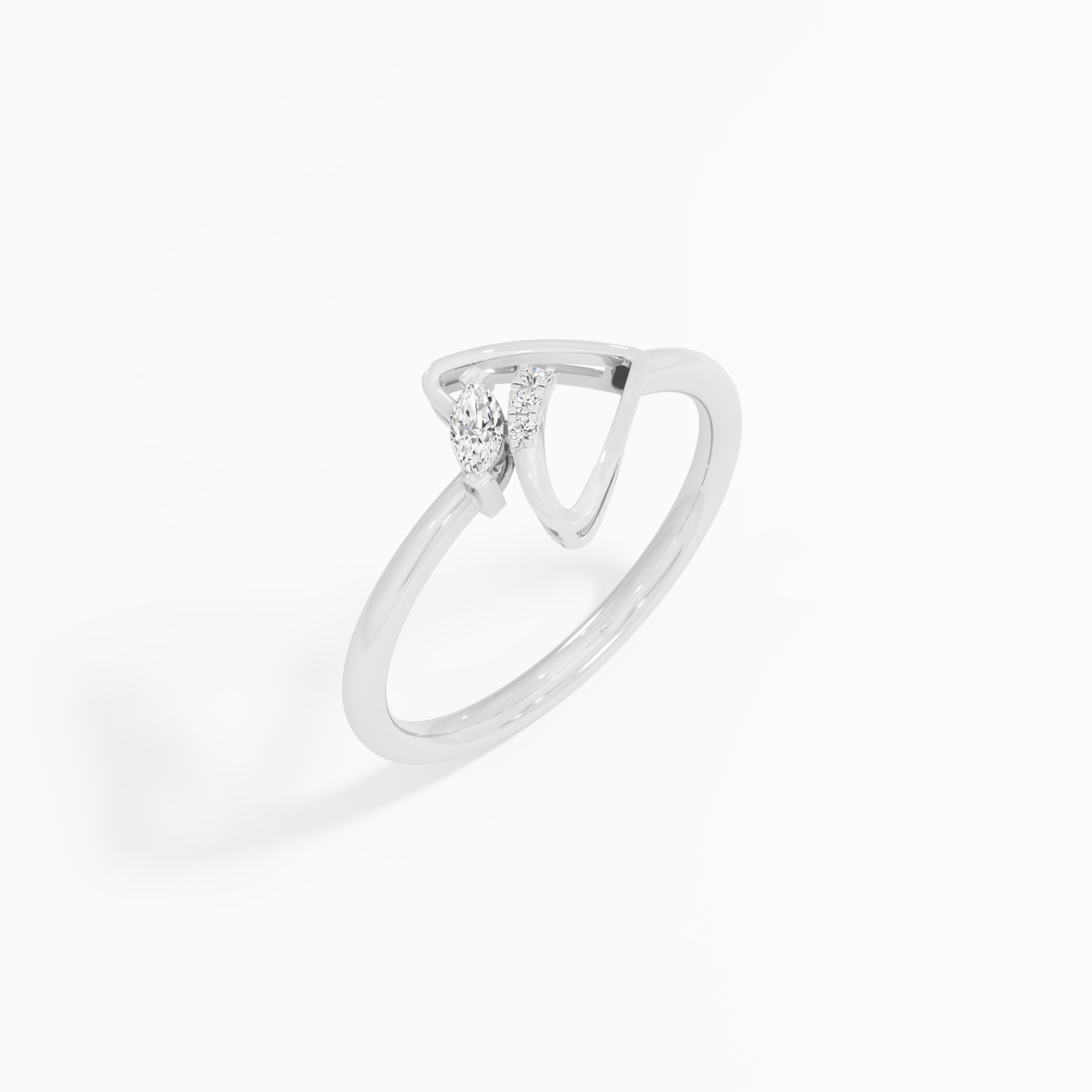 Celestial Whisper Bypass Ring in 9KT White Gold (Diamond Quality: FG-VVS VS)