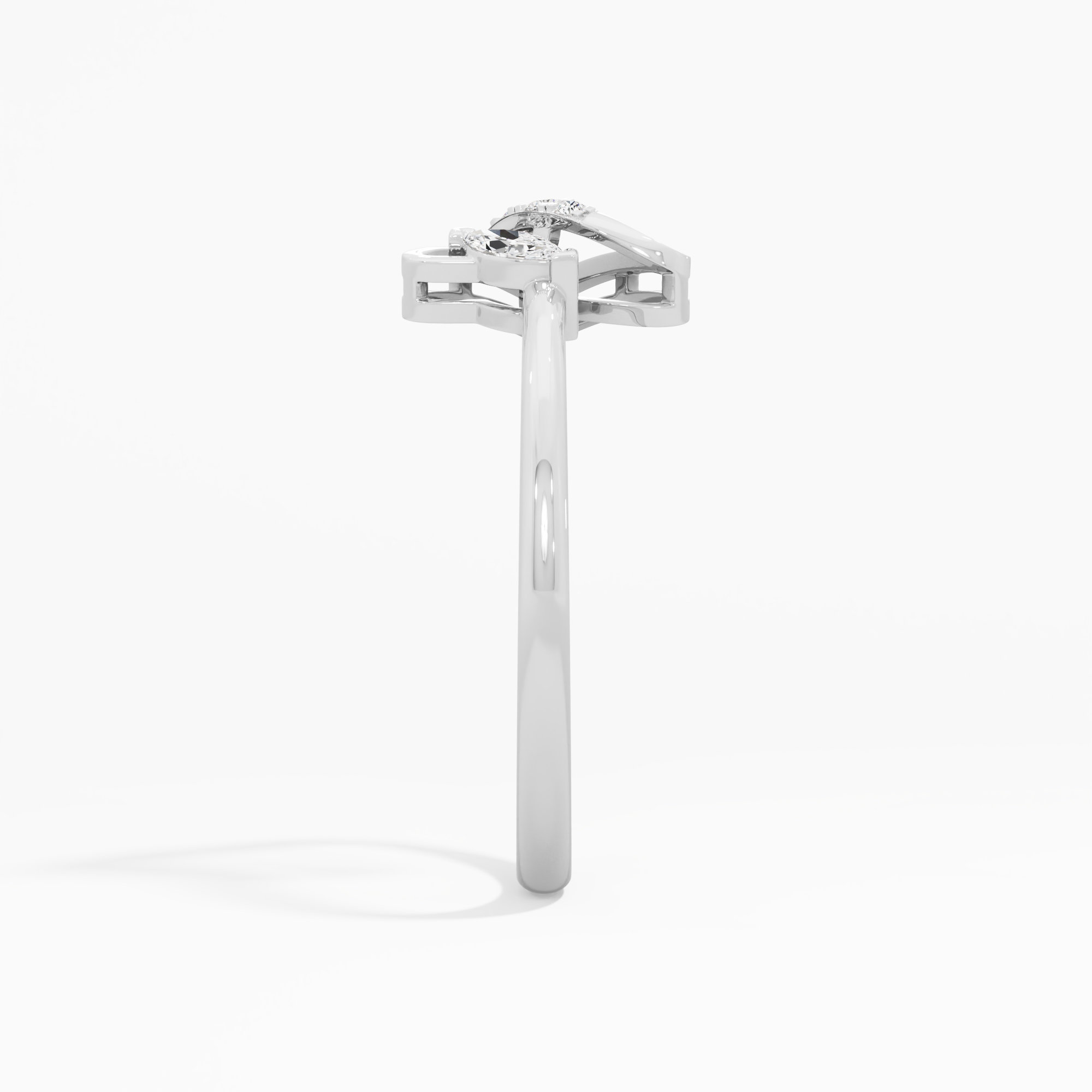 Celestial Whisper Bypass Ring in 9KT White Gold (Diamond Quality: FG-VVS VS)