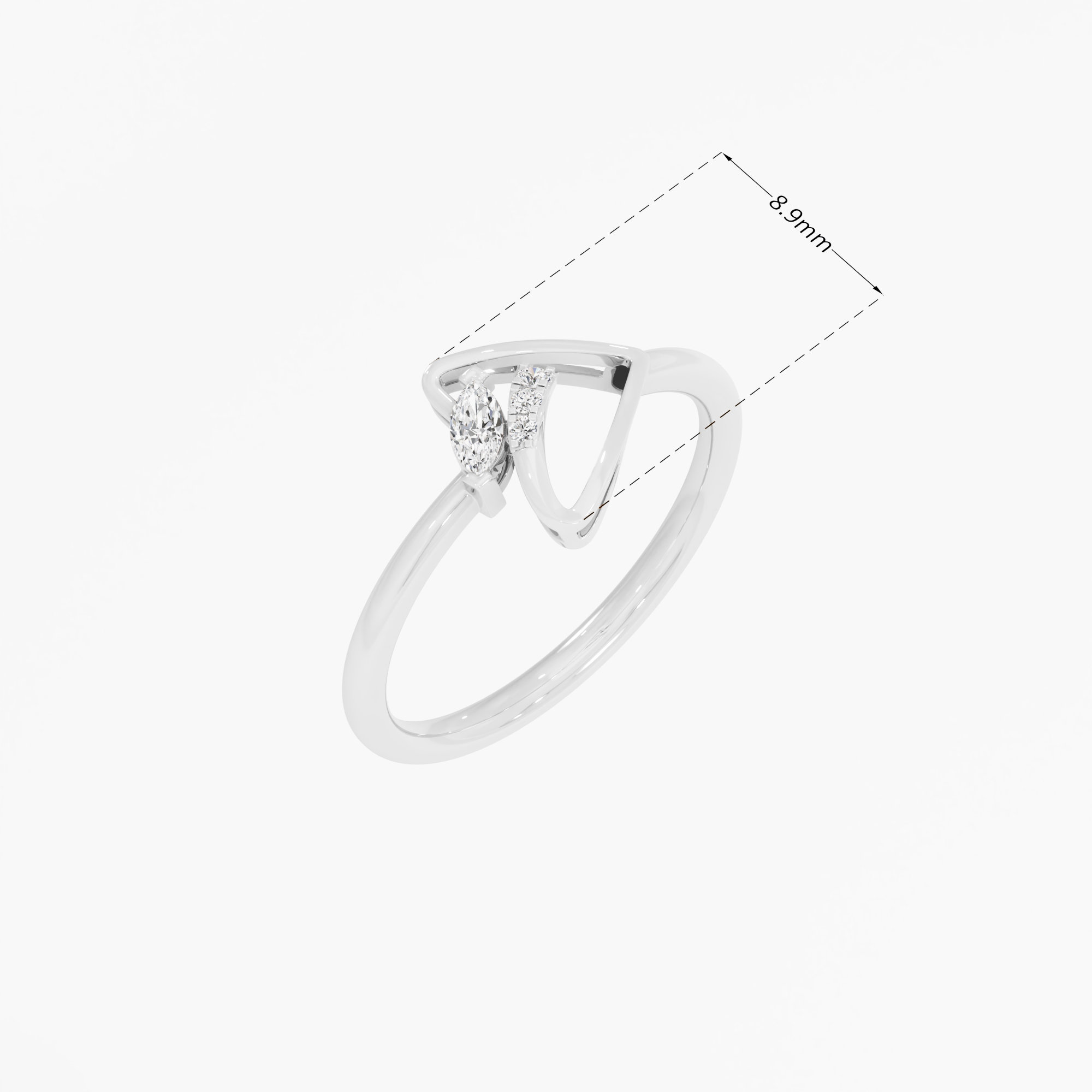 Celestial Whisper Bypass Ring in 9KT White Gold (Diamond Quality: FG-VVS VS)