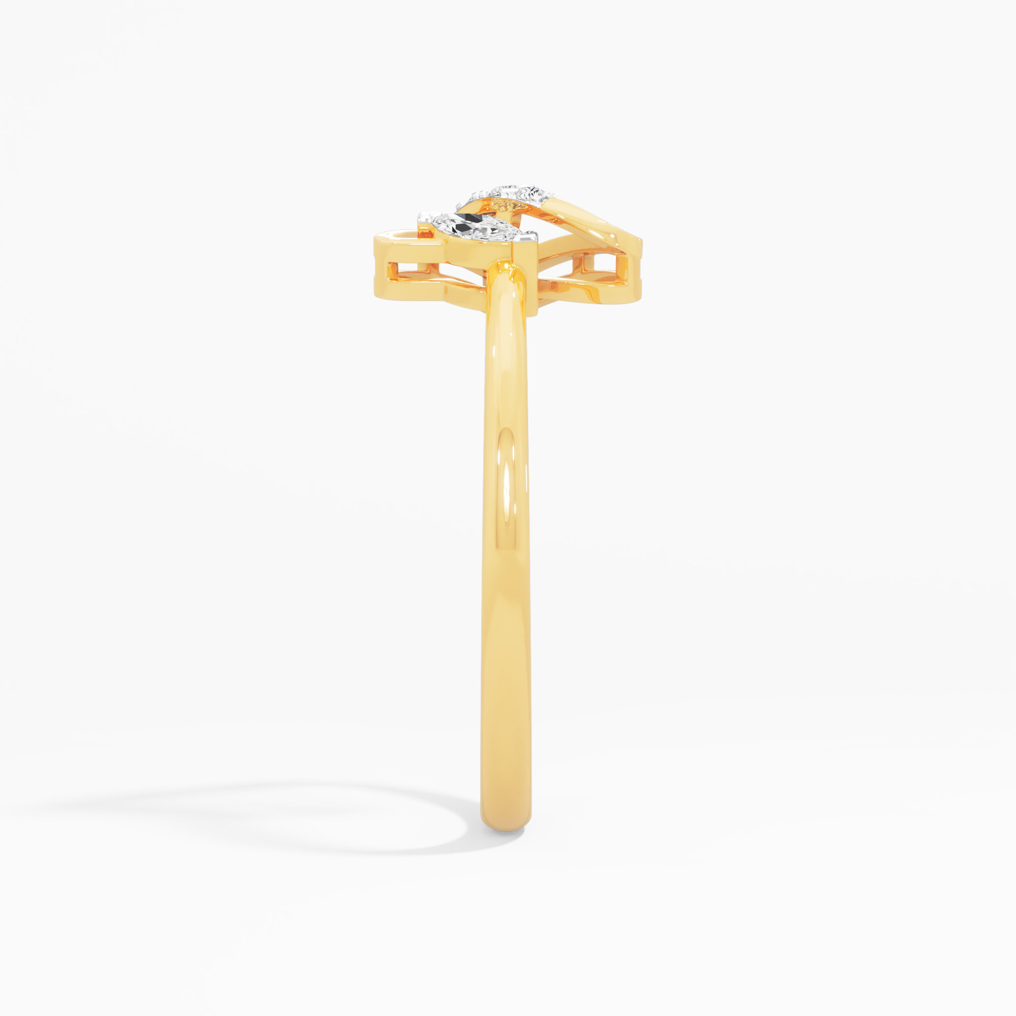 Celestial Whisper Bypass Ring in 9KT Yellow Gold (Diamond Quality: EF-VVS)