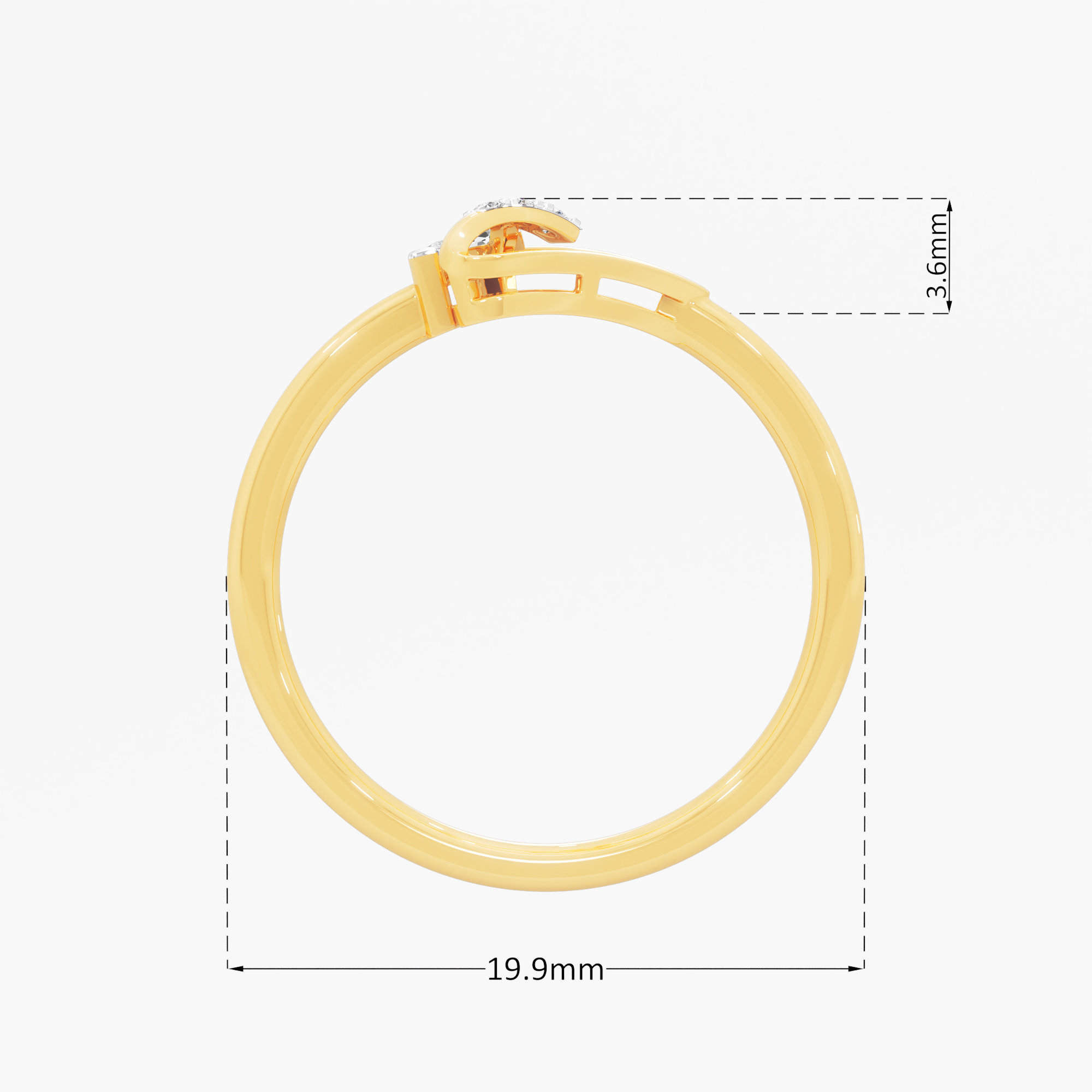 Celestial Whisper Bypass Ring in 9KT Yellow Gold (Diamond Quality: EF-VVS)