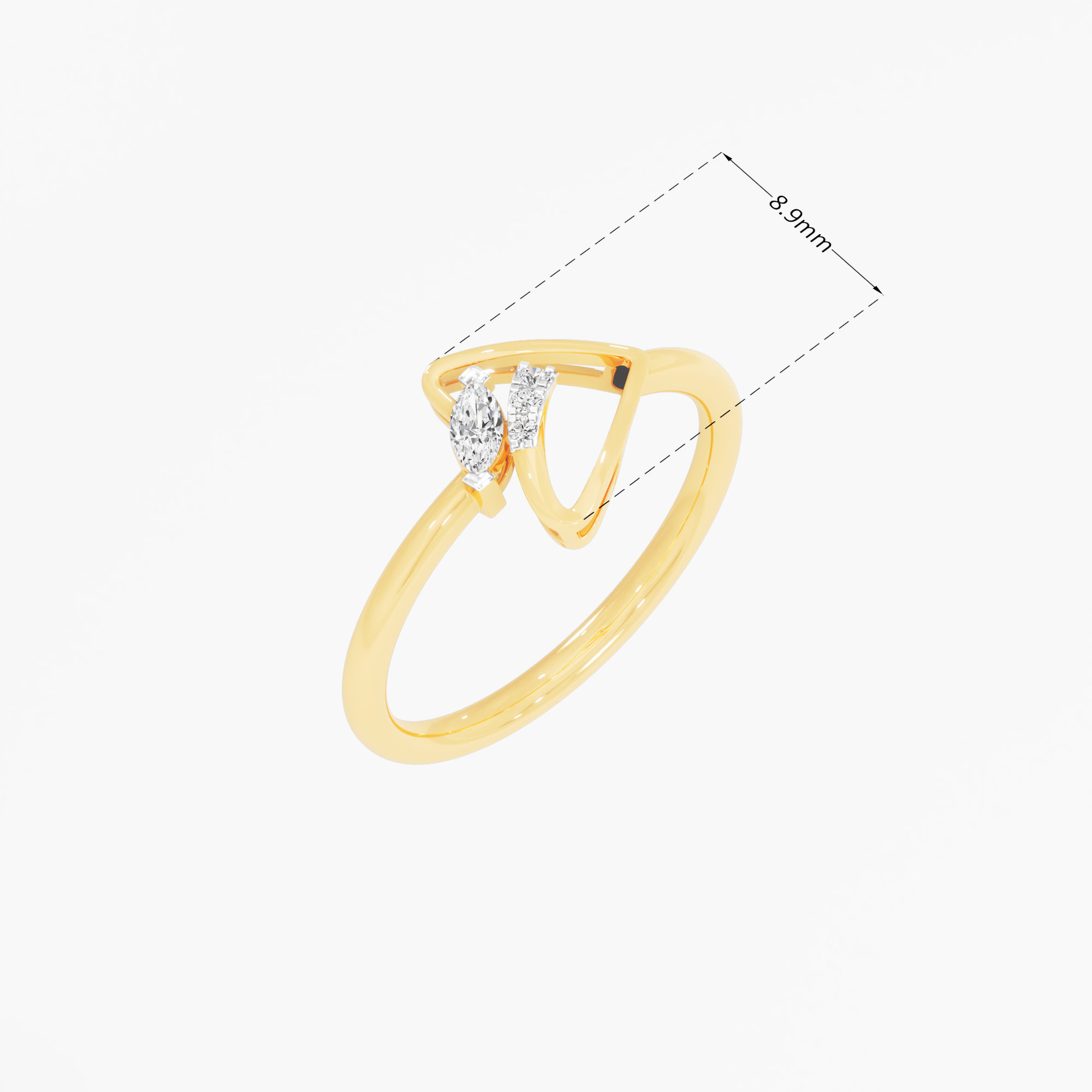Celestial Whisper Bypass Ring in 9KT Yellow Gold (Diamond Quality: EF-VVS)