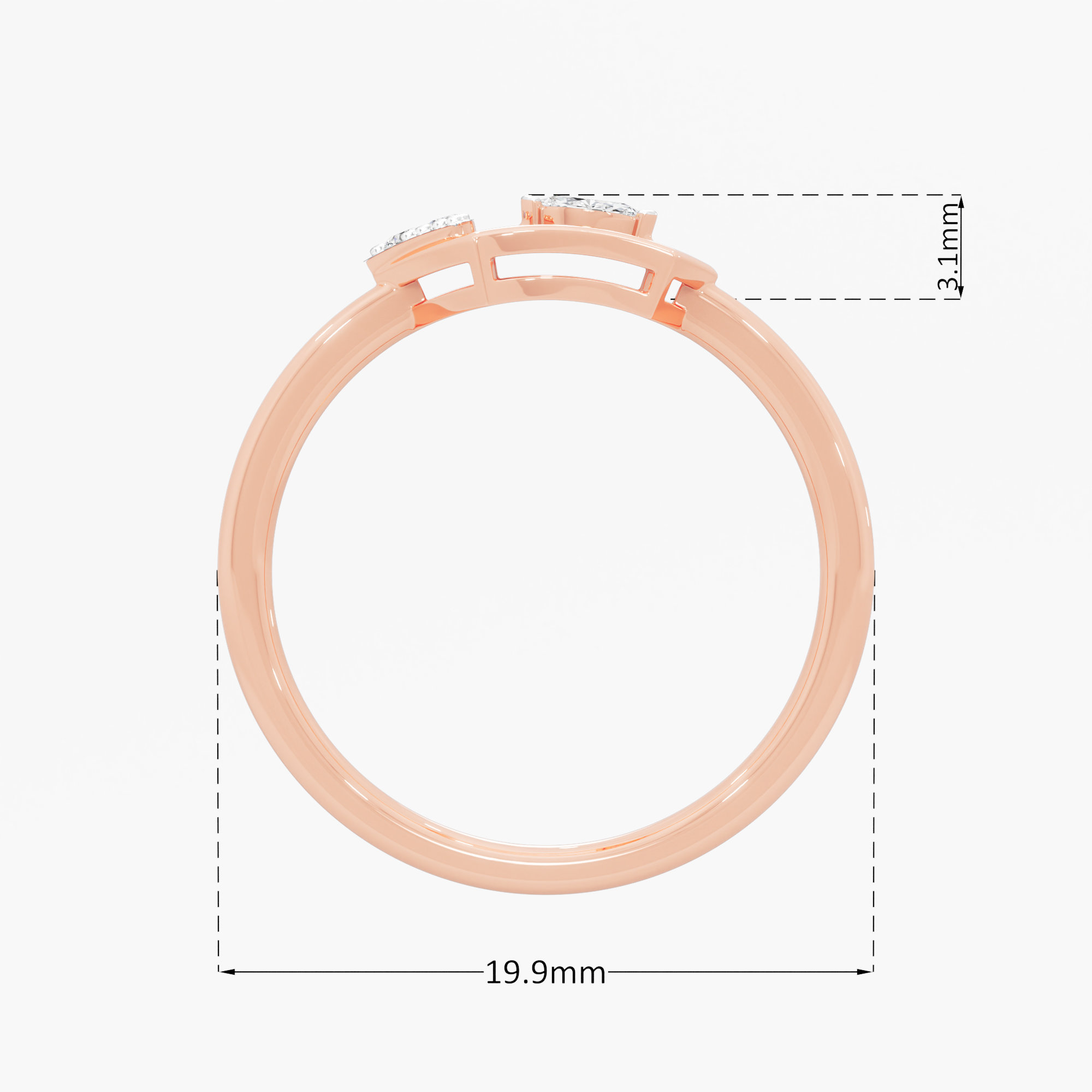 Noble Spark Cocktail Ring in 9KT Rose Gold (Diamond Quality: FG-VVS VS)