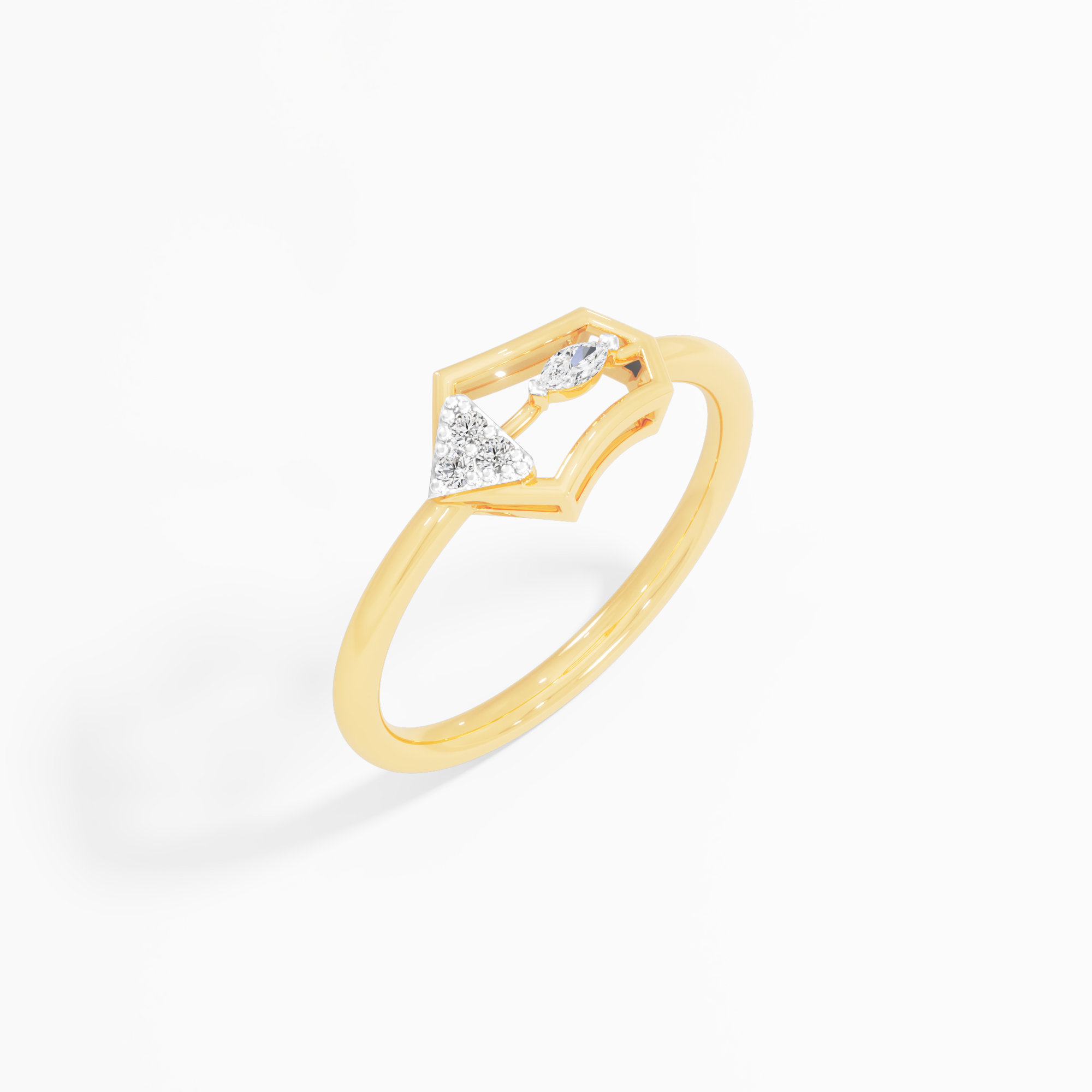 Noble Spark Cocktail Ring in 9KT Yellow Gold (Diamond Quality: FG-VVS VS)