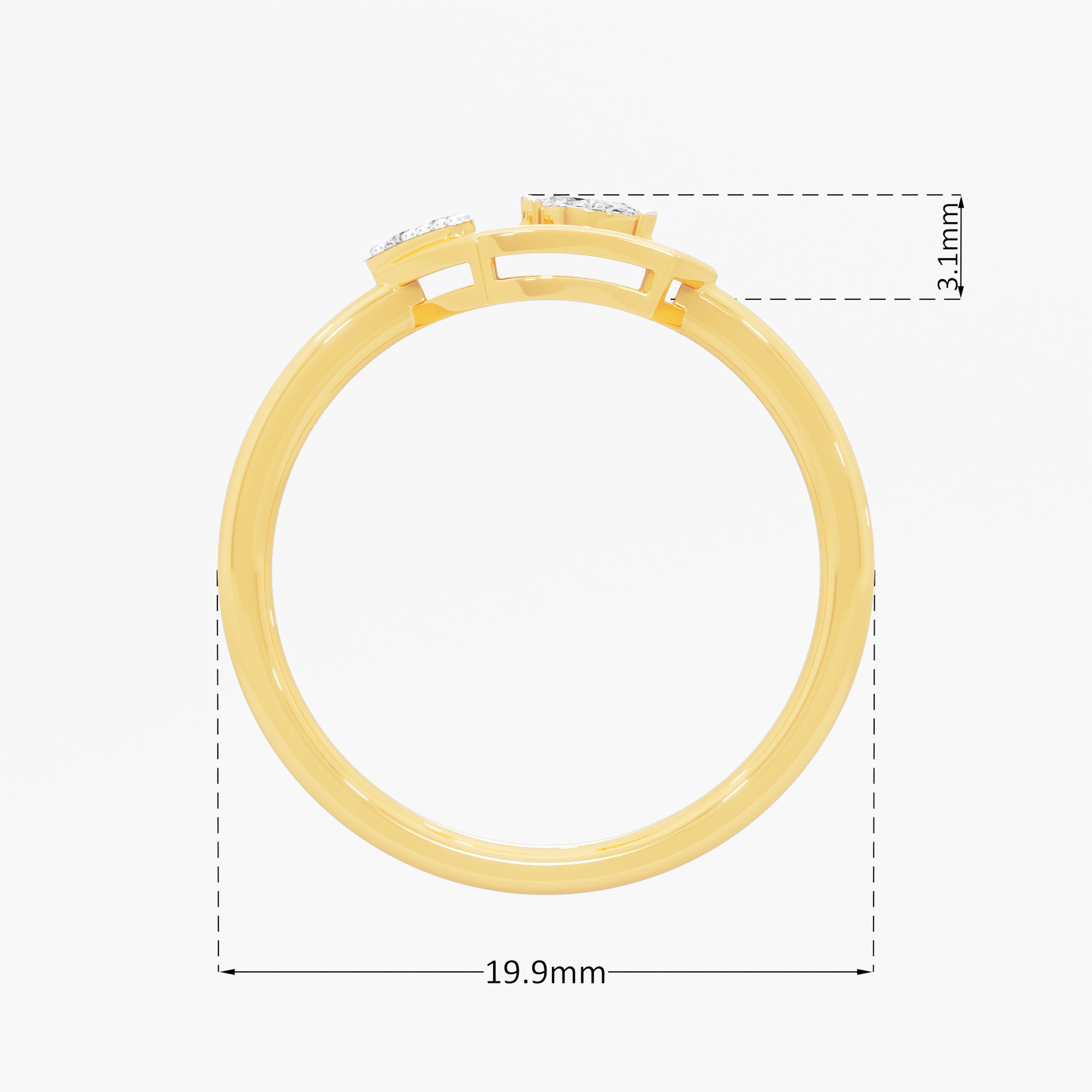 Noble Spark Cocktail Ring in 9KT Yellow Gold (Diamond Quality: FG-VVS VS)
