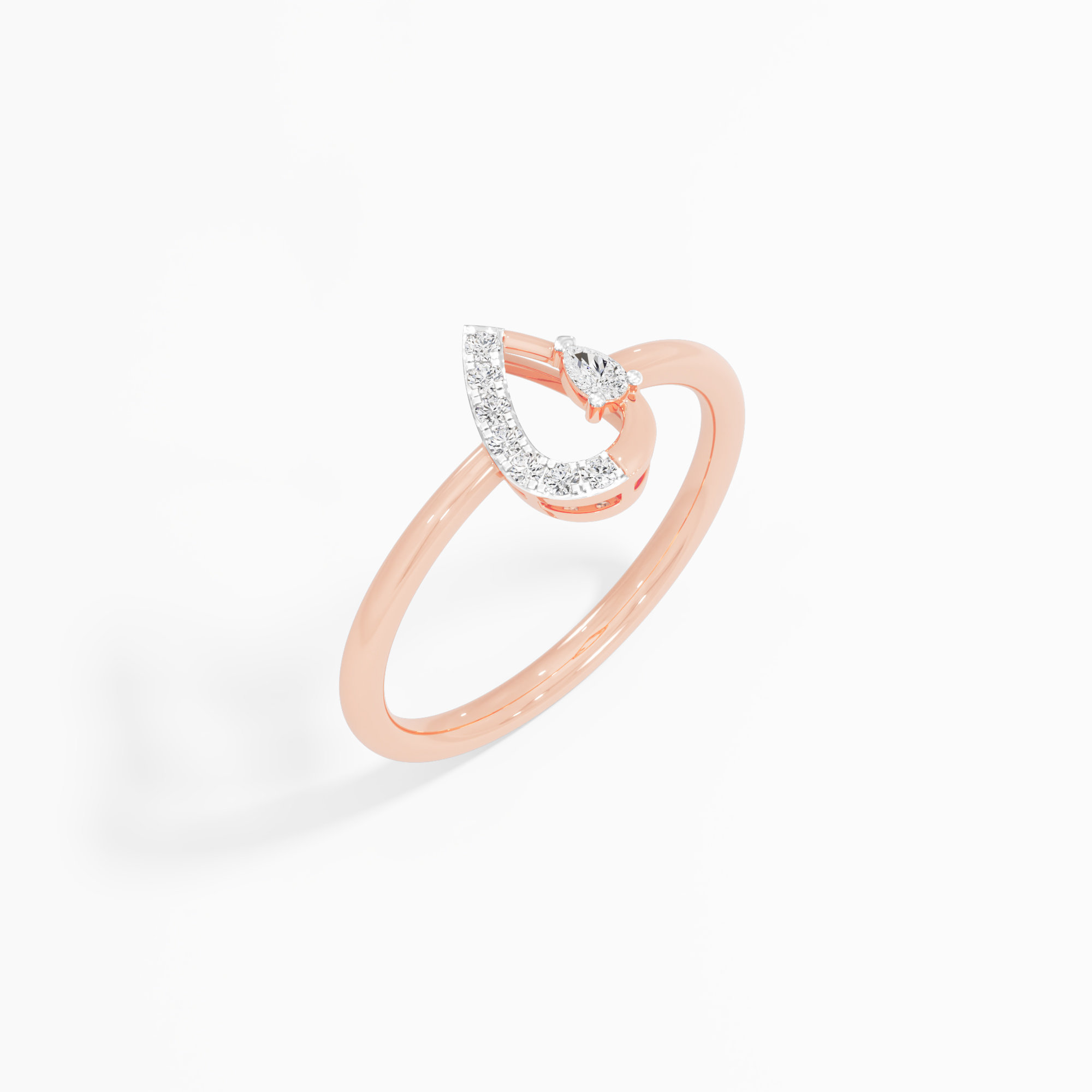 Azure Bloom Bypass Ring in 9KT Rose Gold (Diamond Quality: FG-VVS VS)