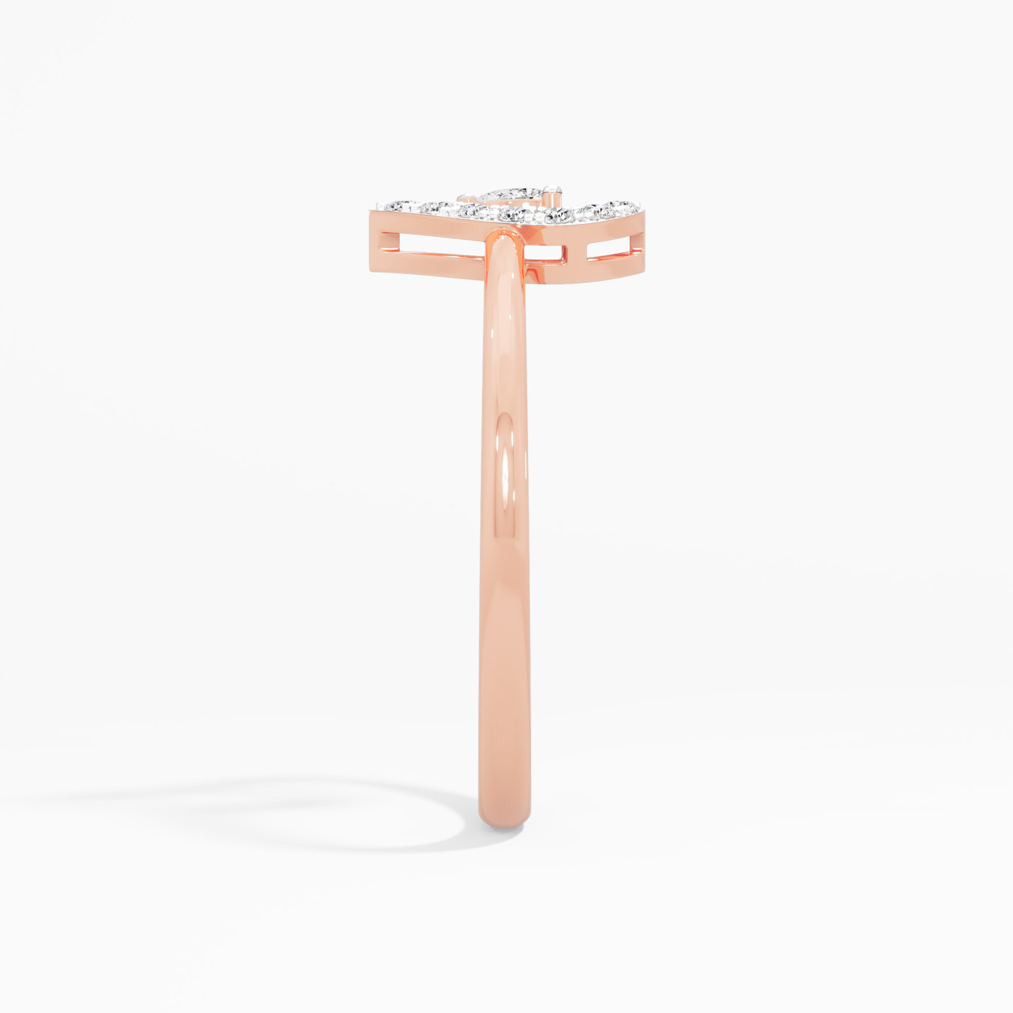 Azure Bloom Bypass Ring in 9KT Rose Gold (Diamond Quality: FG-VVS VS)