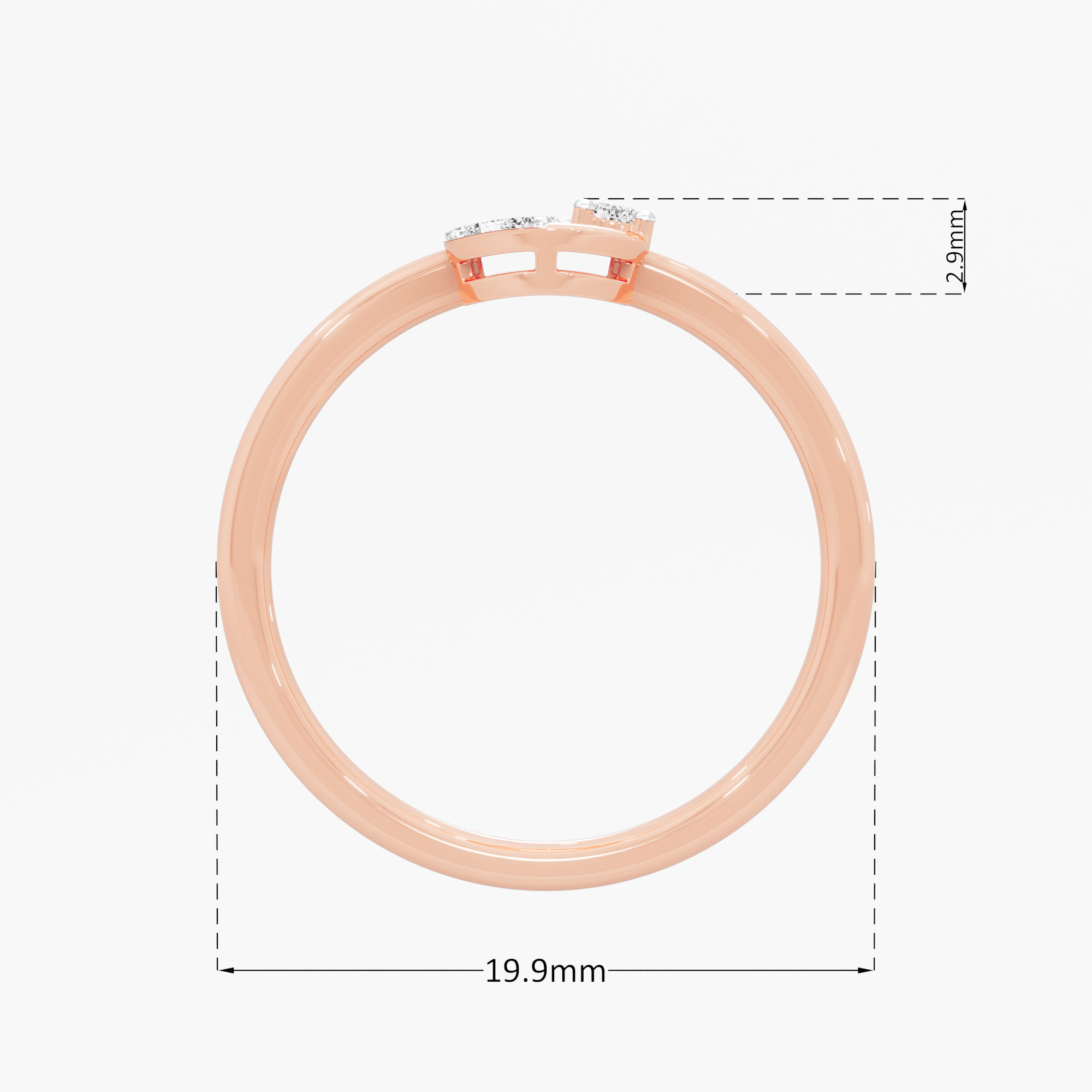 Azure Bloom Bypass Ring in 9KT Rose Gold (Diamond Quality: FG-VVS VS)