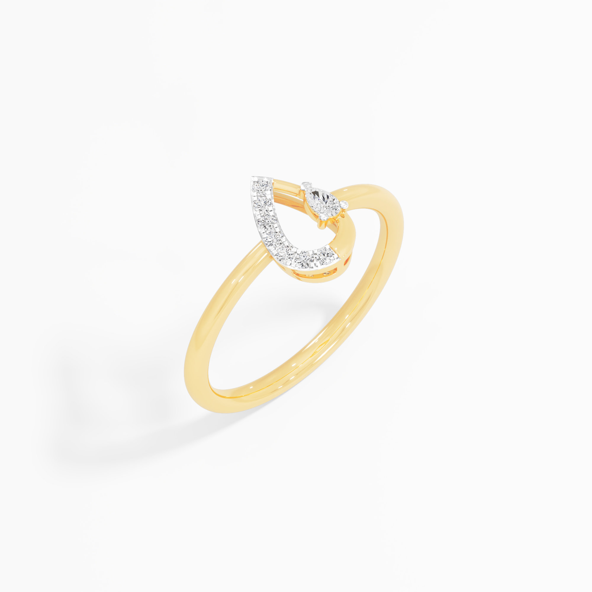 Azure Bloom Bypass Ring in 9KT Yellow Gold (Diamond Quality: FG-VVS VS)