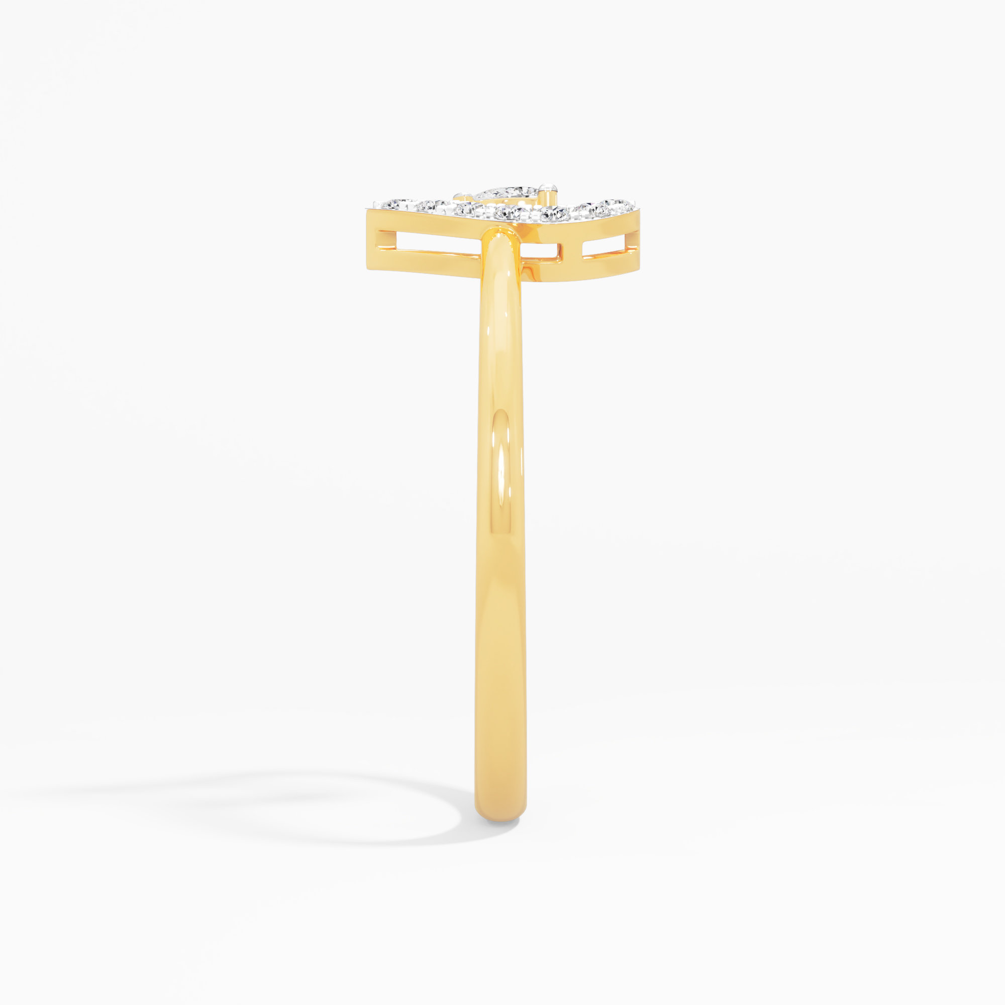 Azure Bloom Bypass Ring in 9KT Yellow Gold (Diamond Quality: FG-VVS VS)