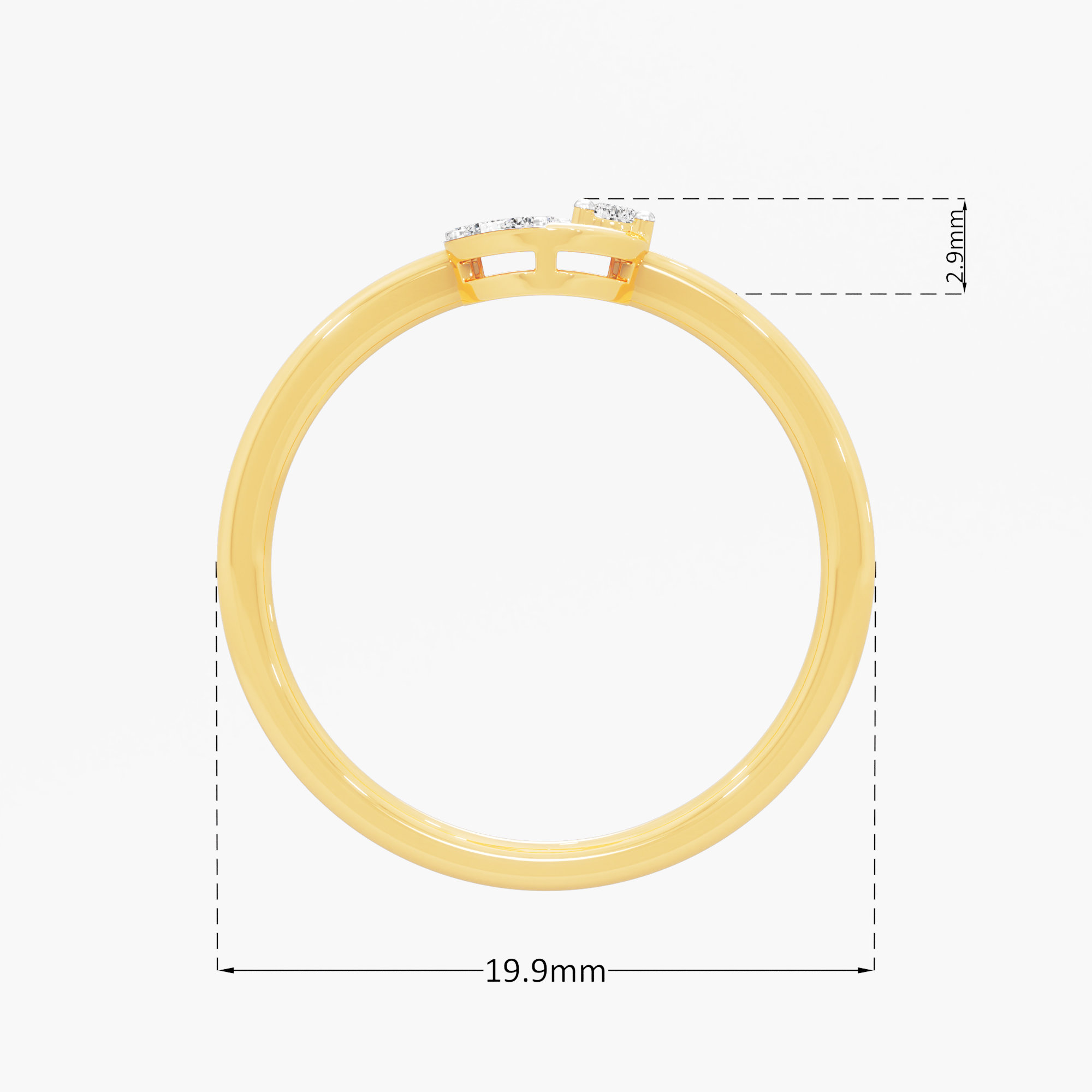 Azure Bloom Bypass Ring in 9KT Yellow Gold (Diamond Quality: FG-VVS VS)