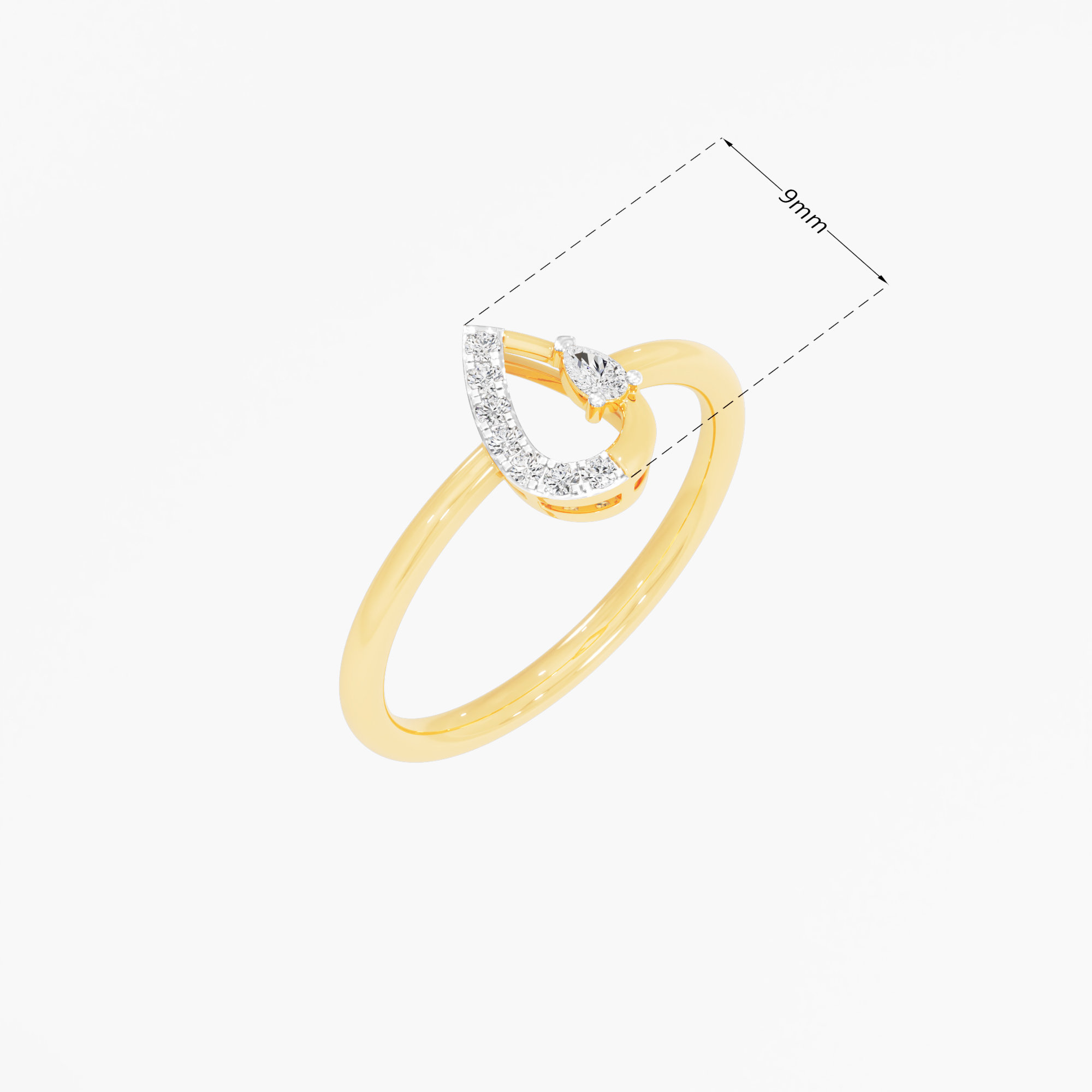 Azure Bloom Bypass Ring in 9KT Yellow Gold (Diamond Quality: FG-VVS VS)