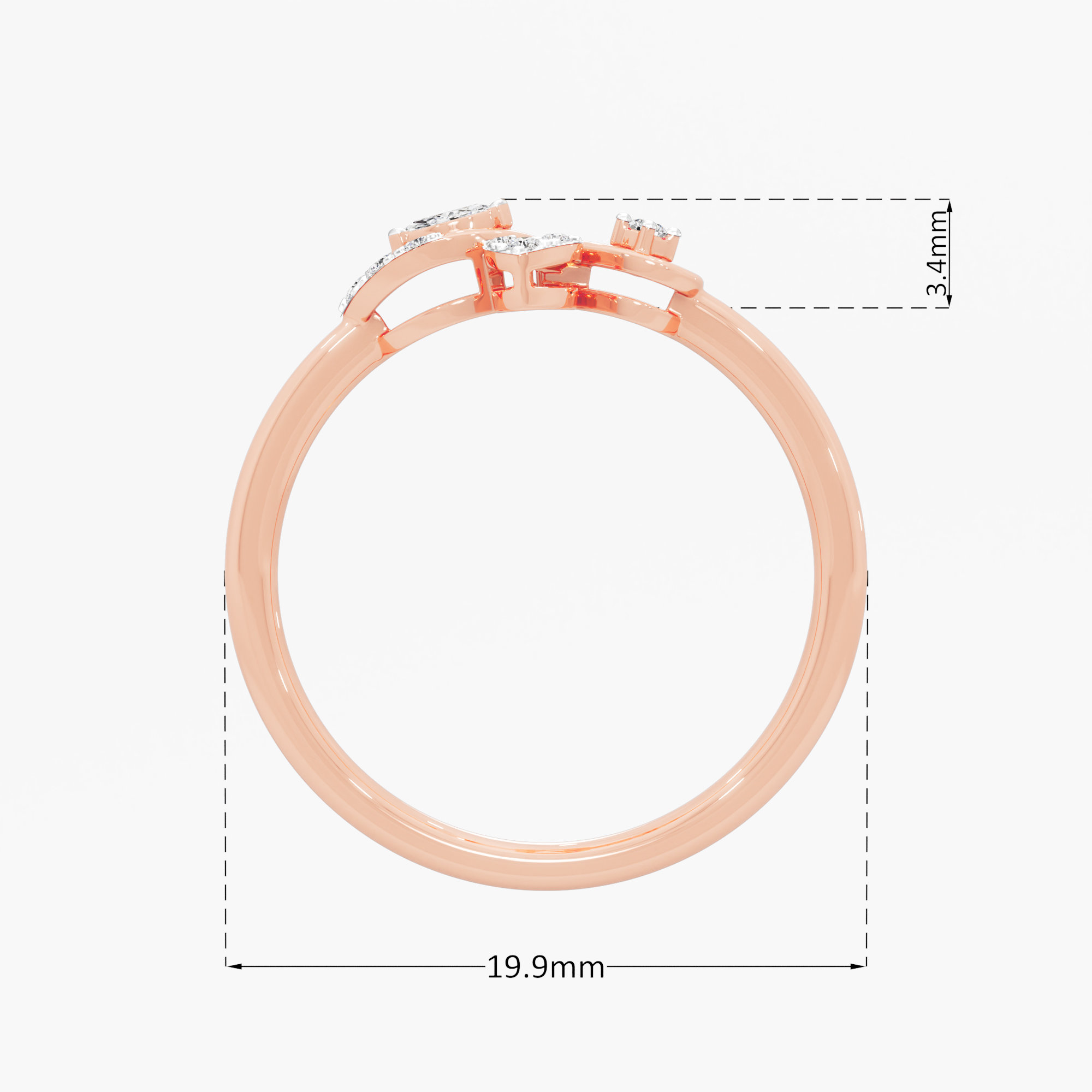 Ethereal Petal Cocktail Ring in 9KT Rose Gold (Diamond Quality: FG-VVS VS)