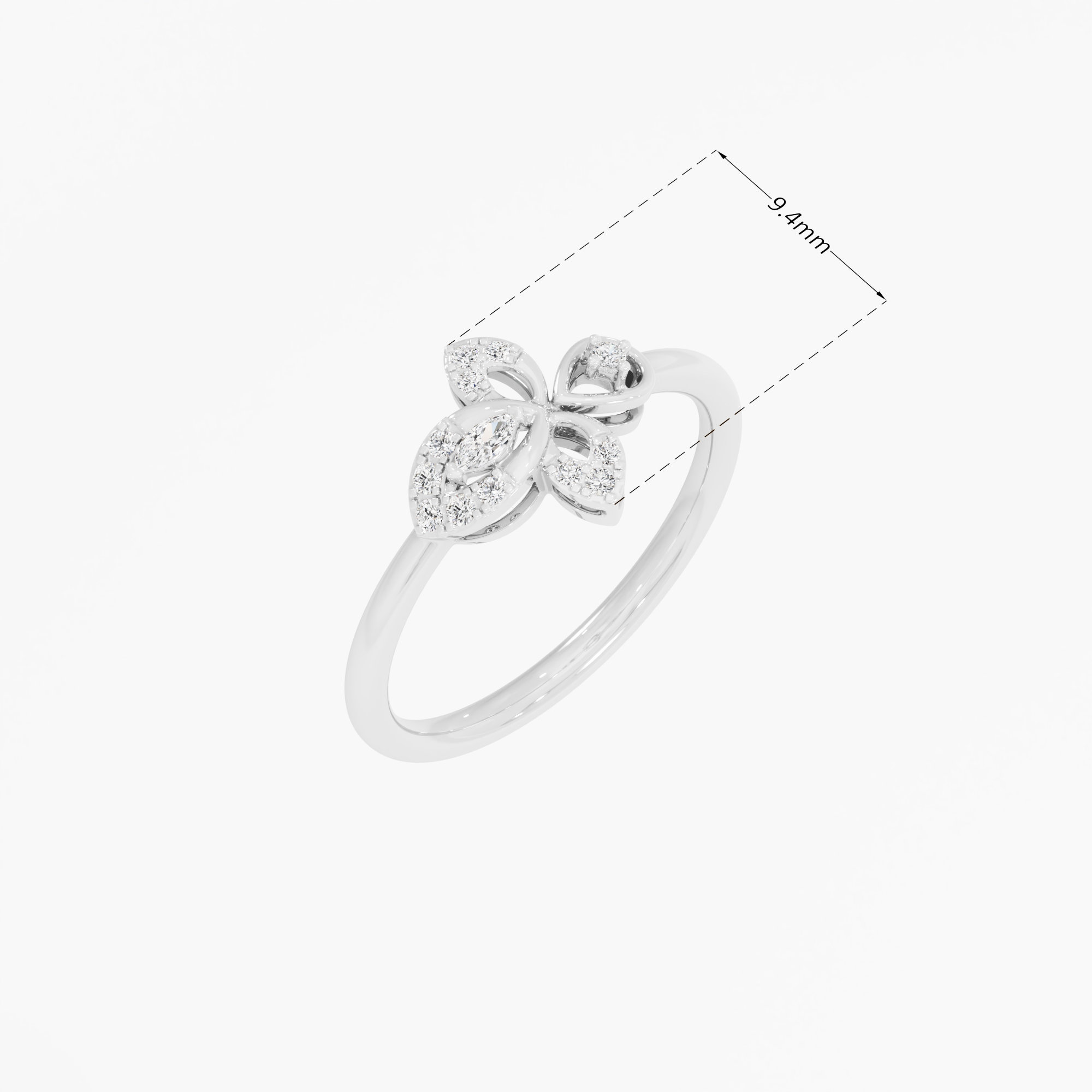 Ethereal Petal Cocktail Ring in 9KT White Gold (Diamond Quality: FG-VVS VS)