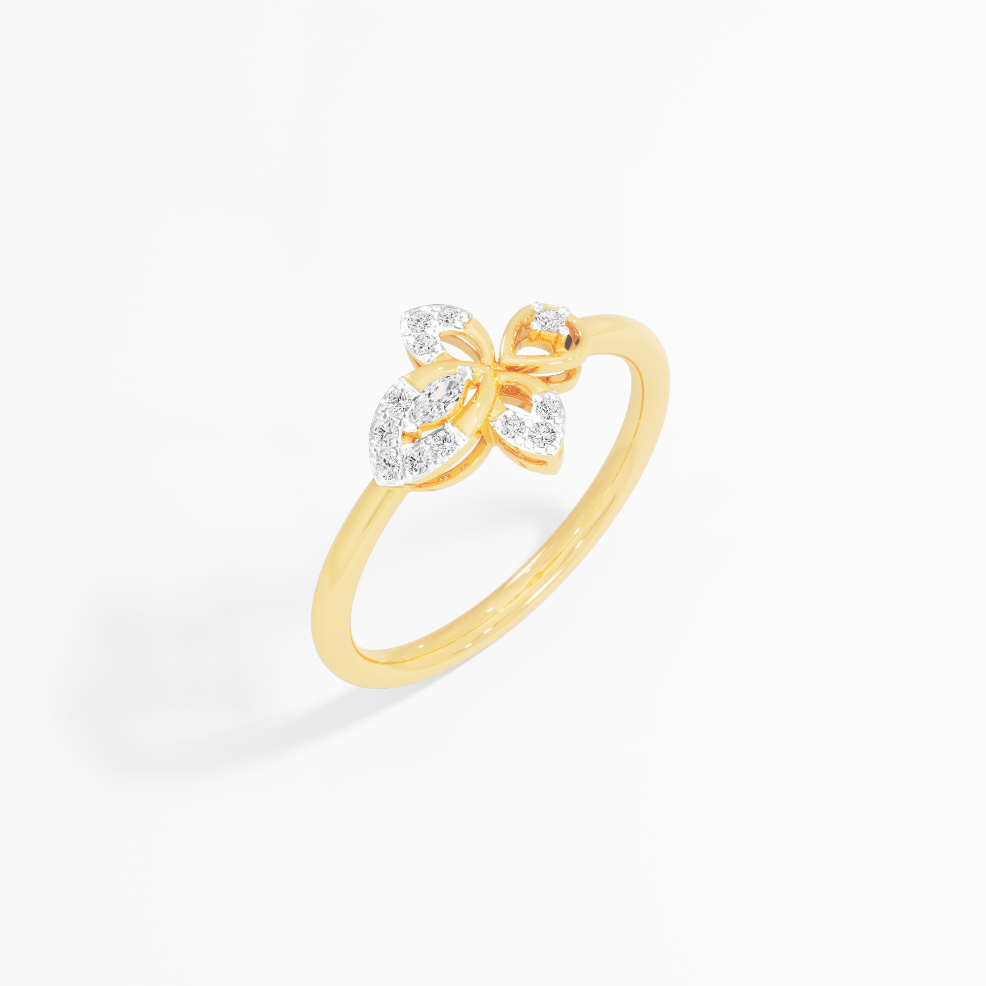Ethereal Petal Cocktail Ring in 9KT Yellow Gold (Diamond Quality: FG-VVS VS)