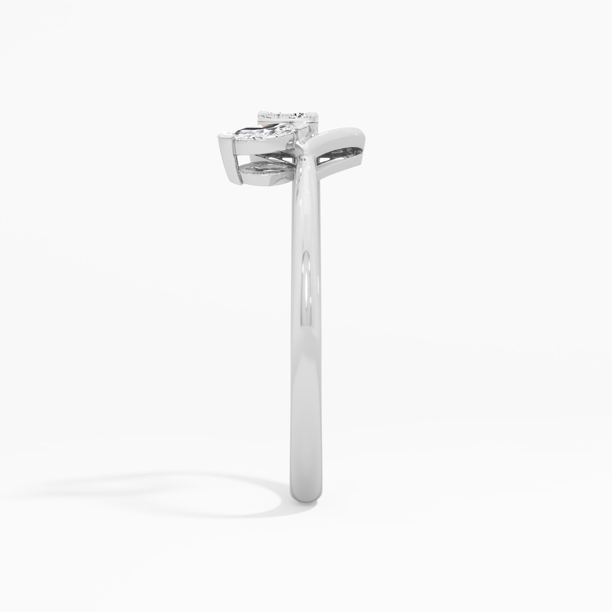Serene Curve Bypass Ring in 9KT White Gold (Diamond Quality: FG-VVS VS)