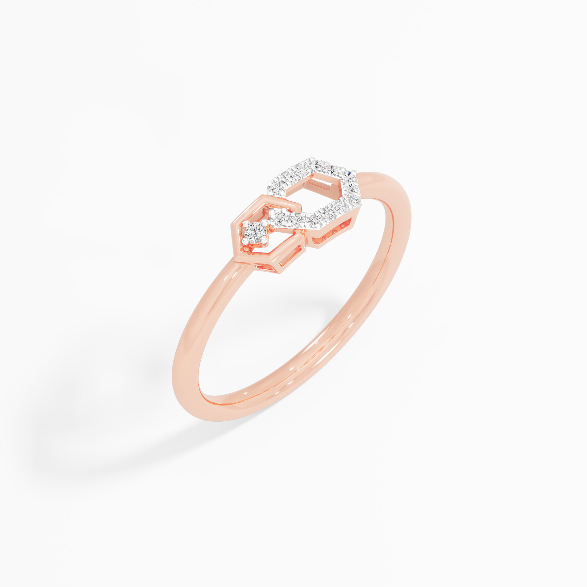 Interlocked Radiance Halos Ring in 9KT Rose Gold (Diamond Quality: EF-VVS VS)