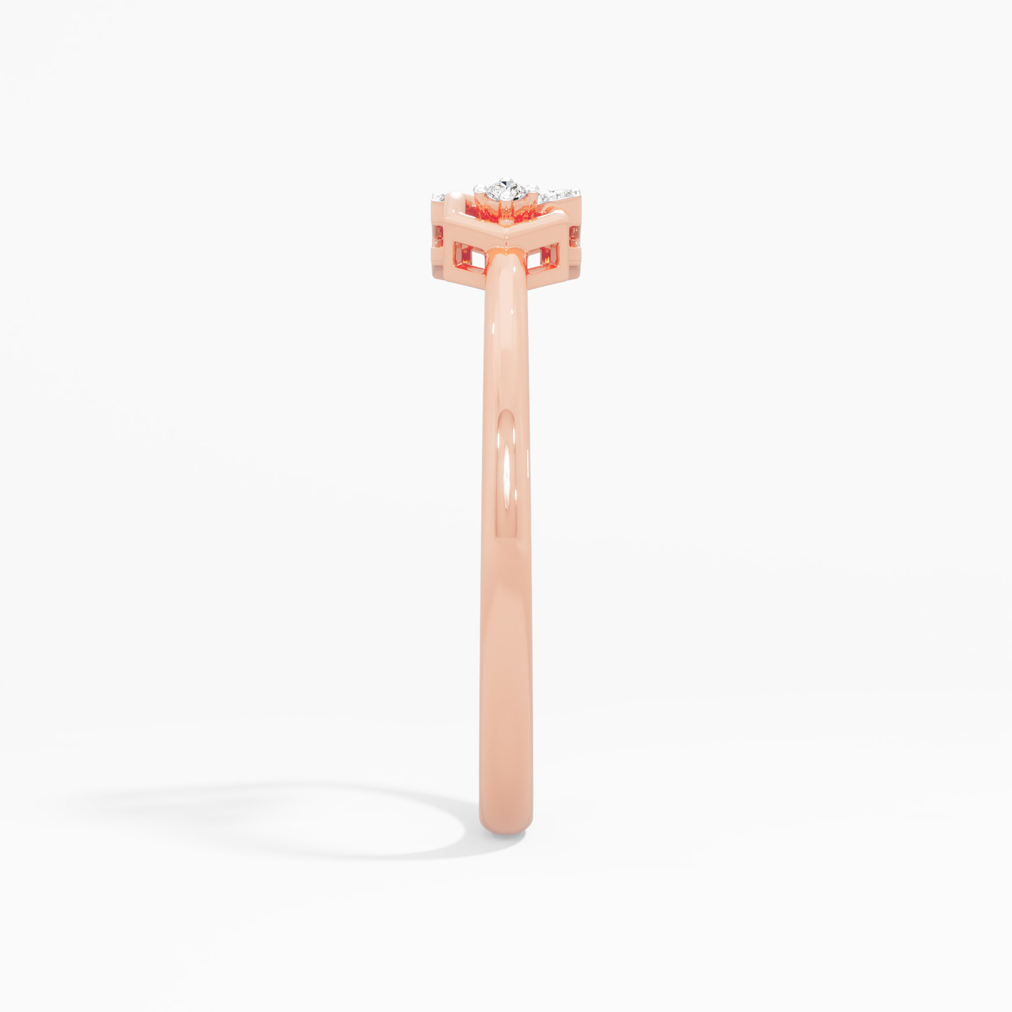 Interlocked Radiance Halos Ring in 9KT Rose Gold (Diamond Quality: EF-VVS VS)