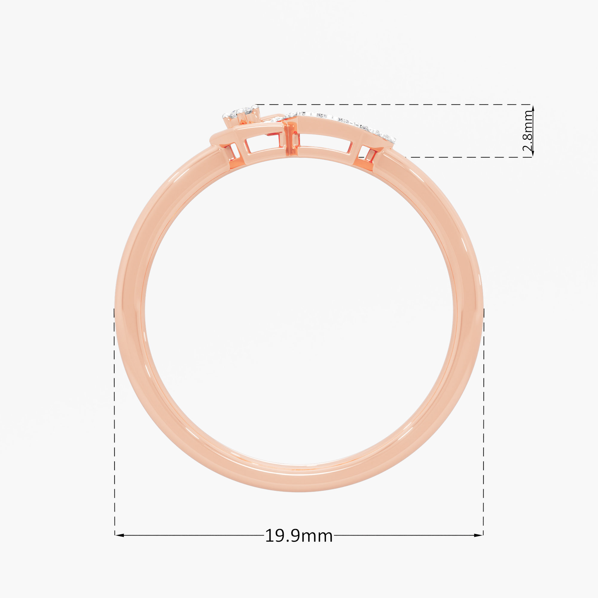 Interlocked Radiance Halos Ring in 9KT Rose Gold (Diamond Quality: EF-VVS VS)