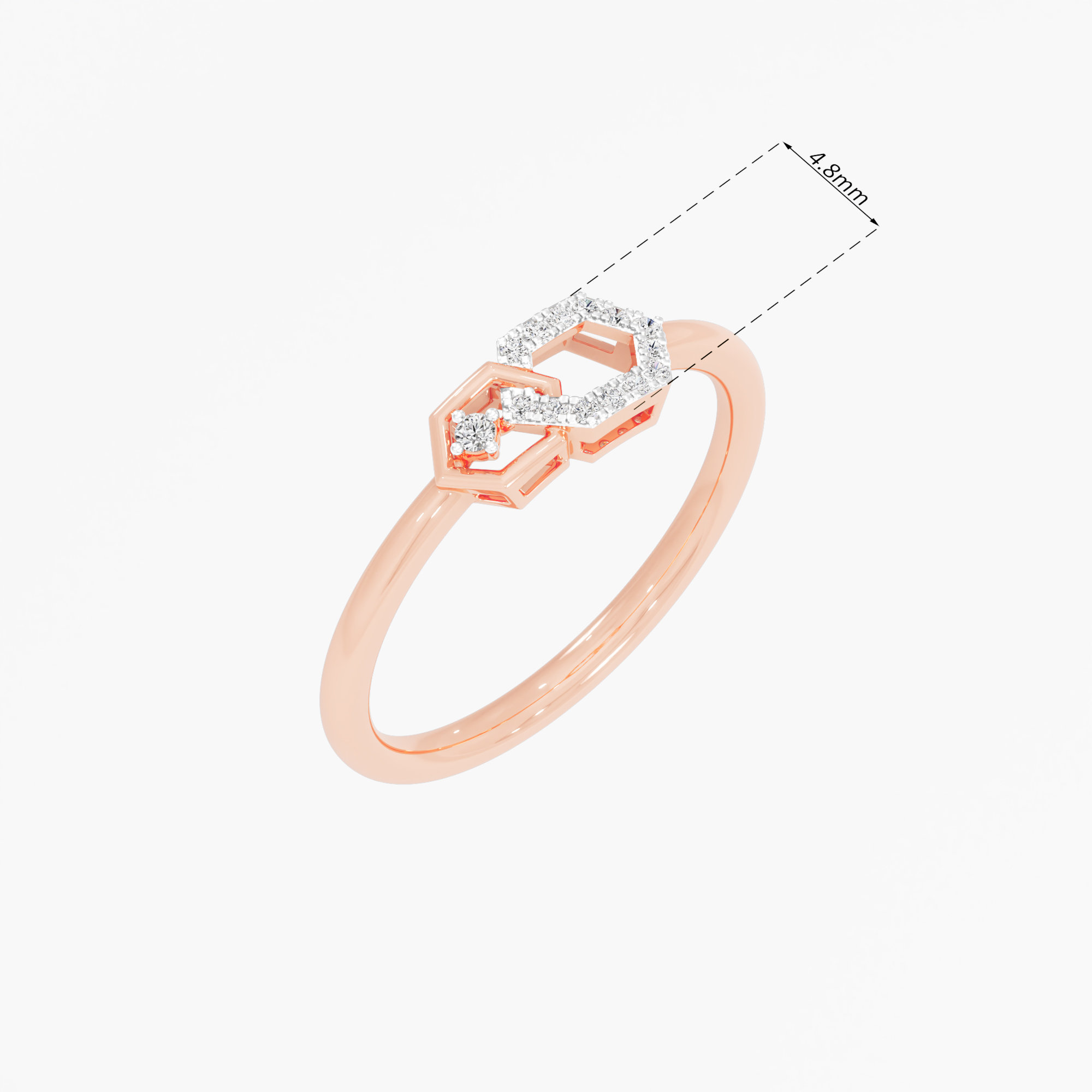 Interlocked Radiance Halos Ring in 9KT Rose Gold (Diamond Quality: EF-VVS VS)
