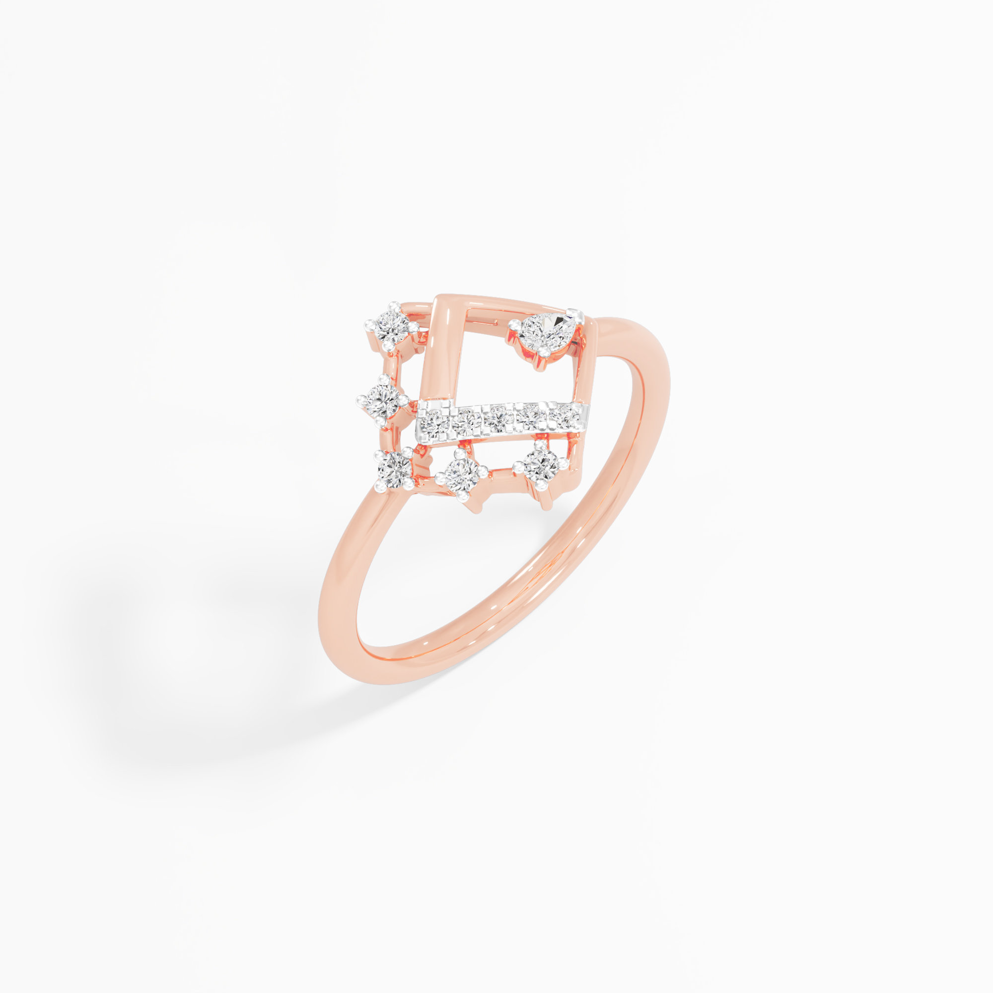 Celestial Compass Cocktail Ring in 9KT Rose Gold (Diamond Quality: FG-VVS VS)