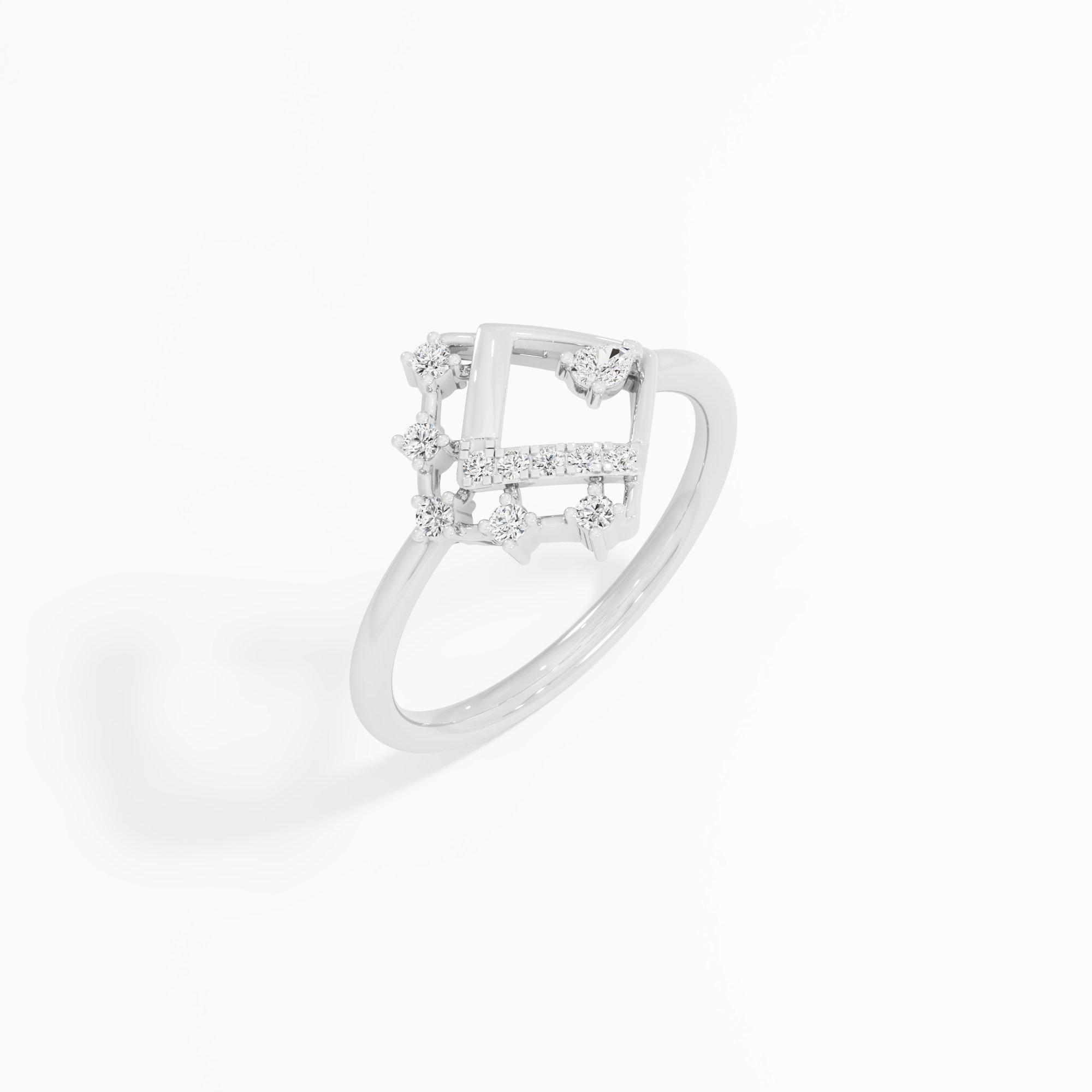 Celestial Compass Cocktail Ring in 9KT White Gold (Diamond Quality: FG-VVS VS)