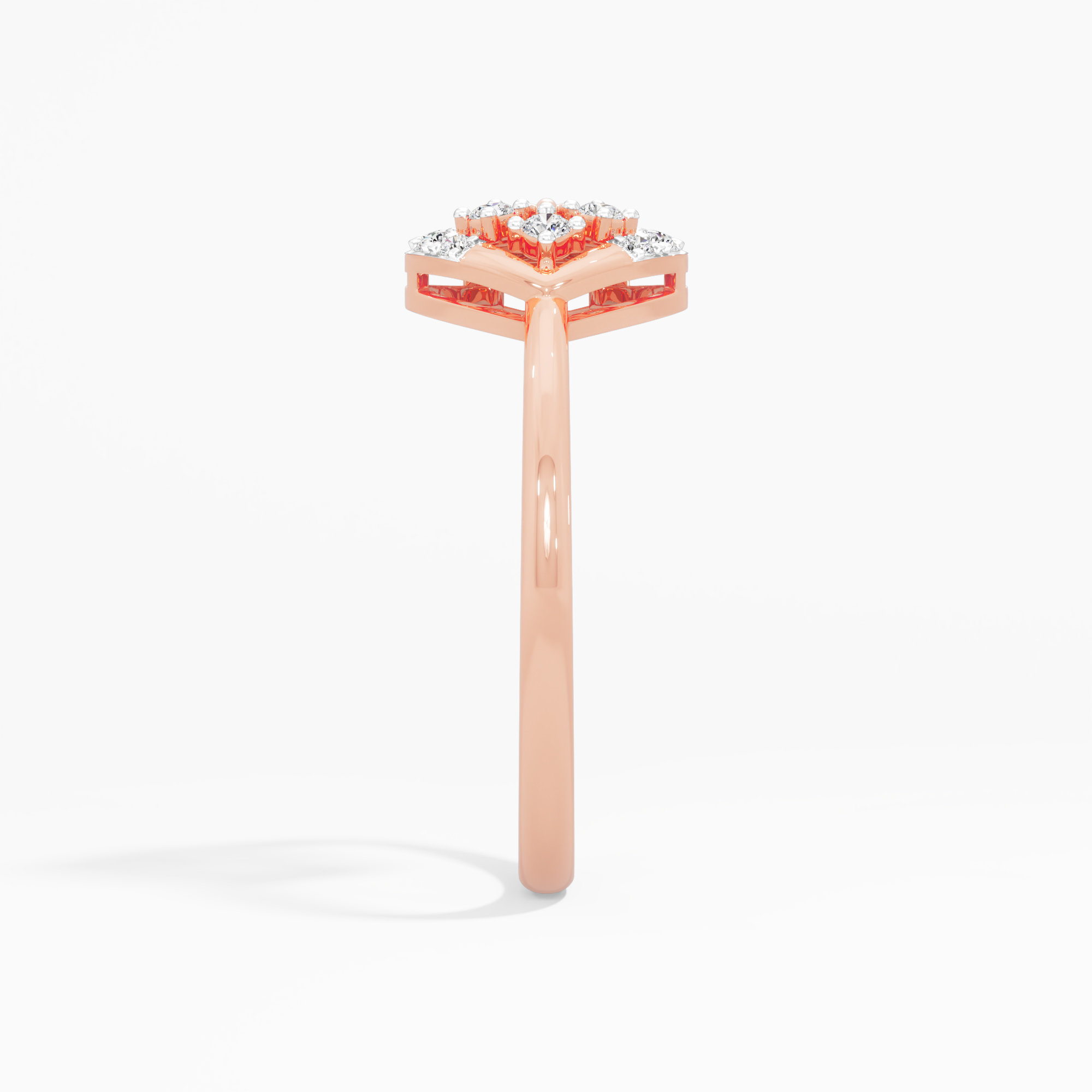 Glimmering Heart Cocktail Ring in 9KT Rose Gold (Diamond Quality: EF-VVS VS)