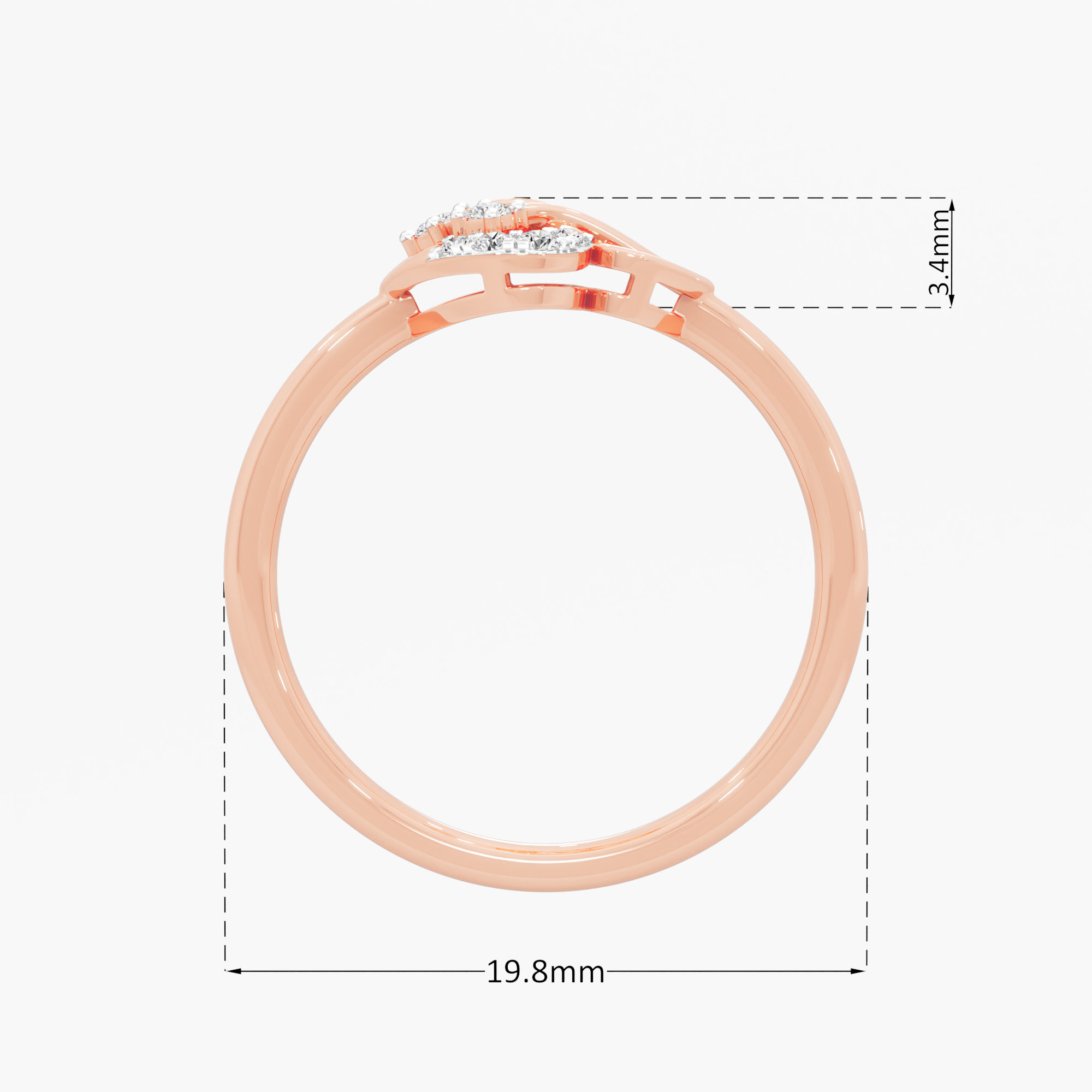 Glimmering Heart Cocktail Ring in 9KT Rose Gold (Diamond Quality: EF-VVS VS)