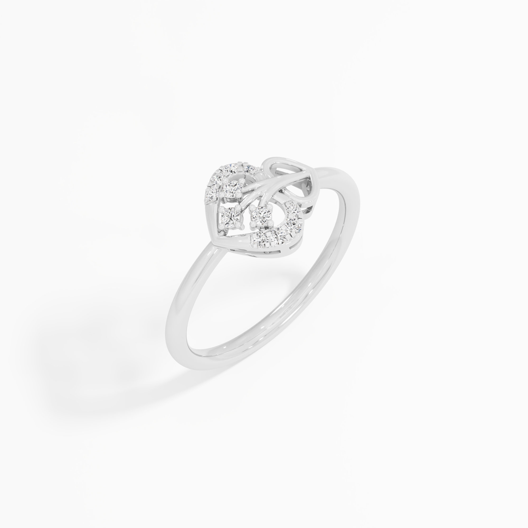 Glimmering Heart Cocktail Ring in 9KT White Gold (Diamond Quality: EF-VVS VS)