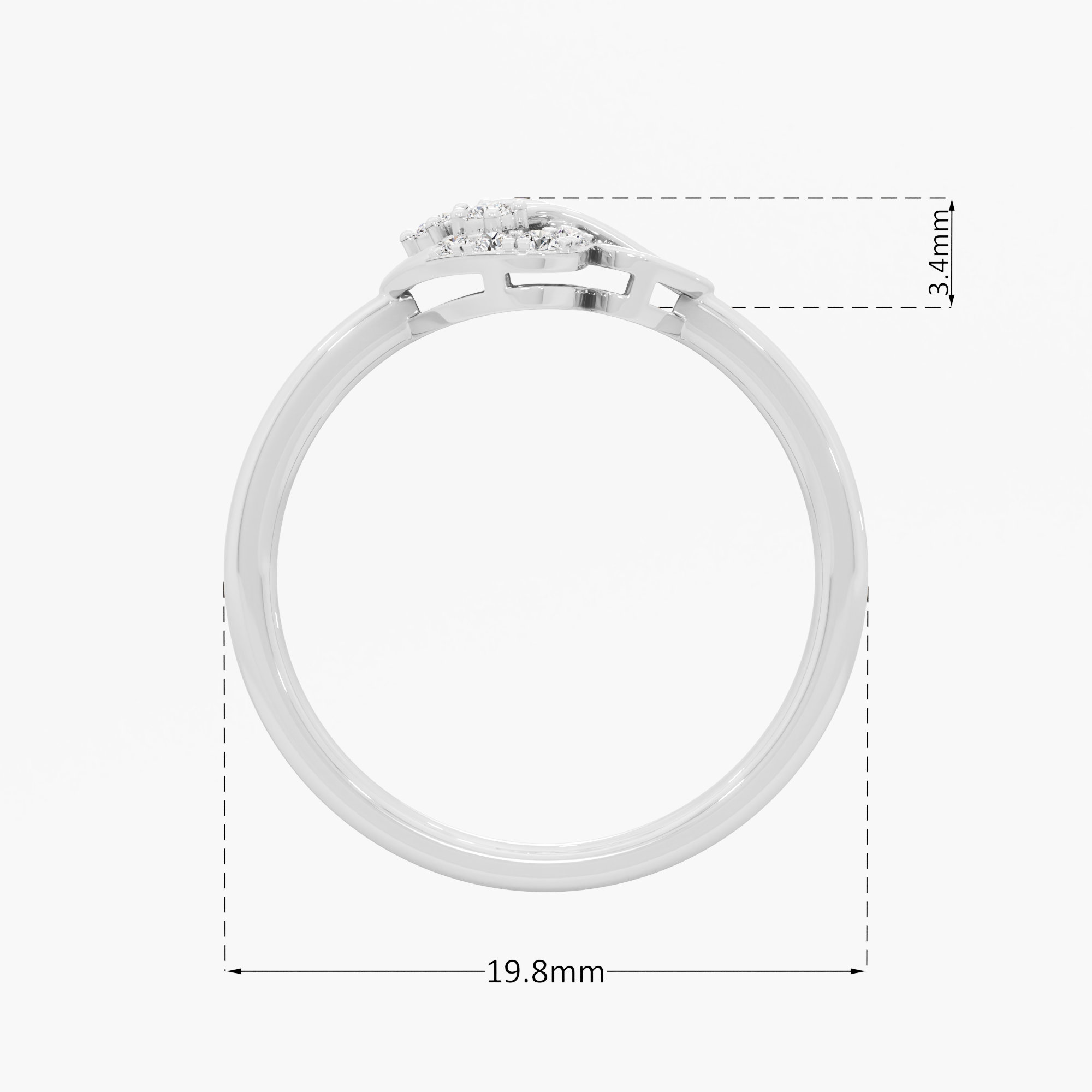 Glimmering Heart Cocktail Ring in 9KT White Gold (Diamond Quality: EF-VVS VS)
