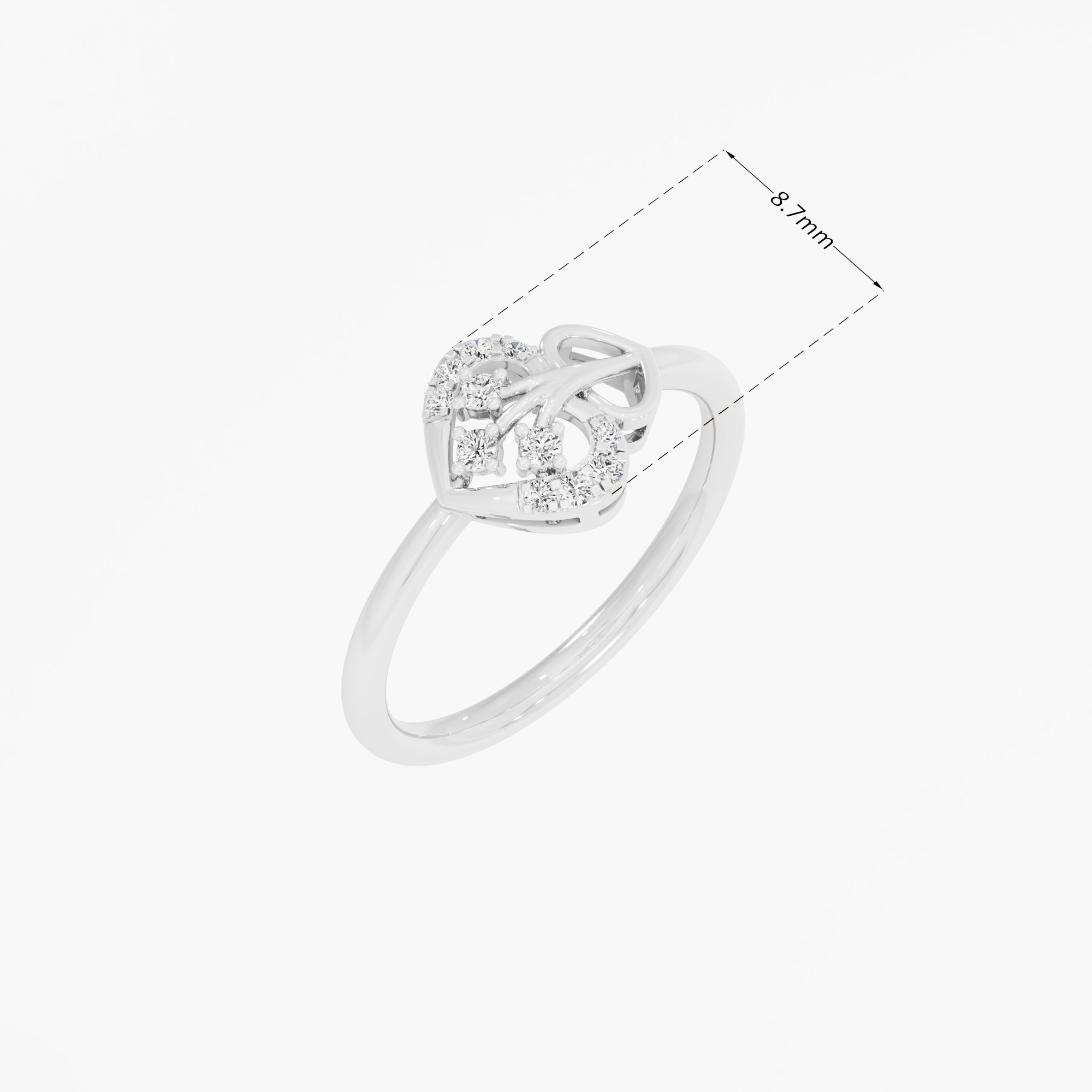 Glimmering Heart Cocktail Ring in 9KT White Gold (Diamond Quality: EF-VVS VS)