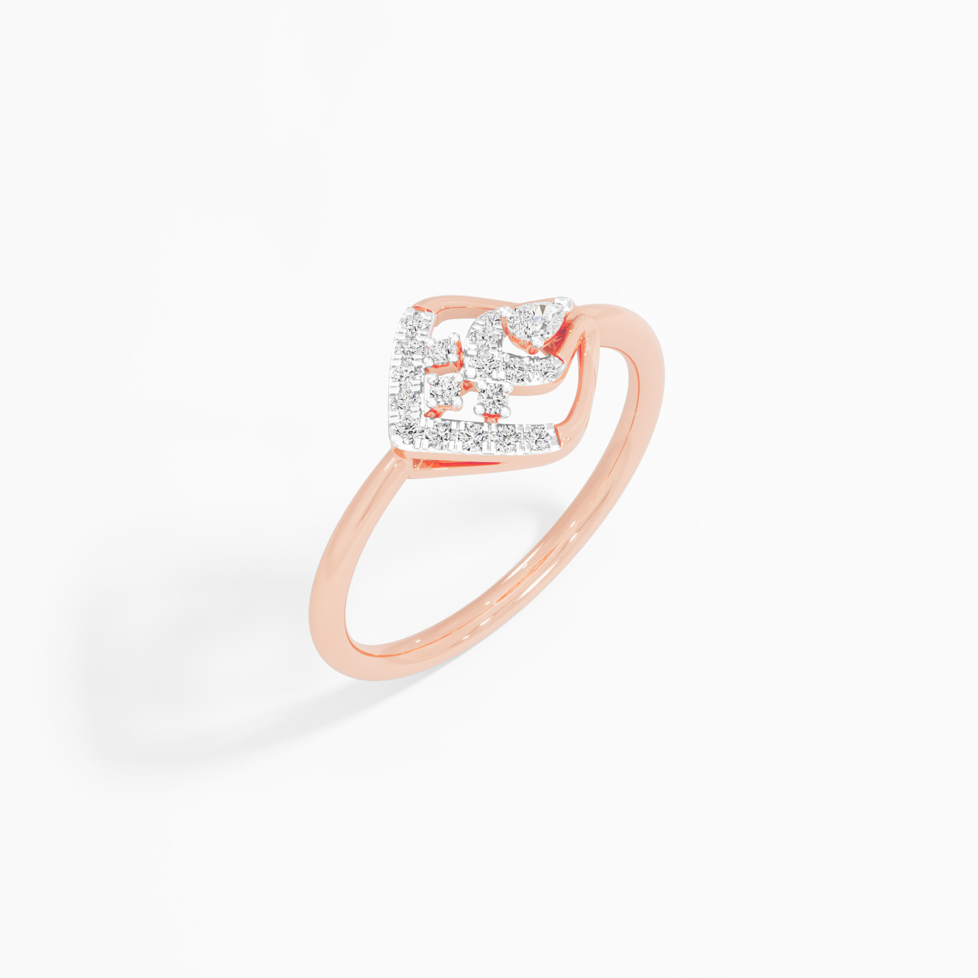Luminous Lattice Halos Ring in 9KT Rose Gold (Diamond Quality: FG-VVS VS)