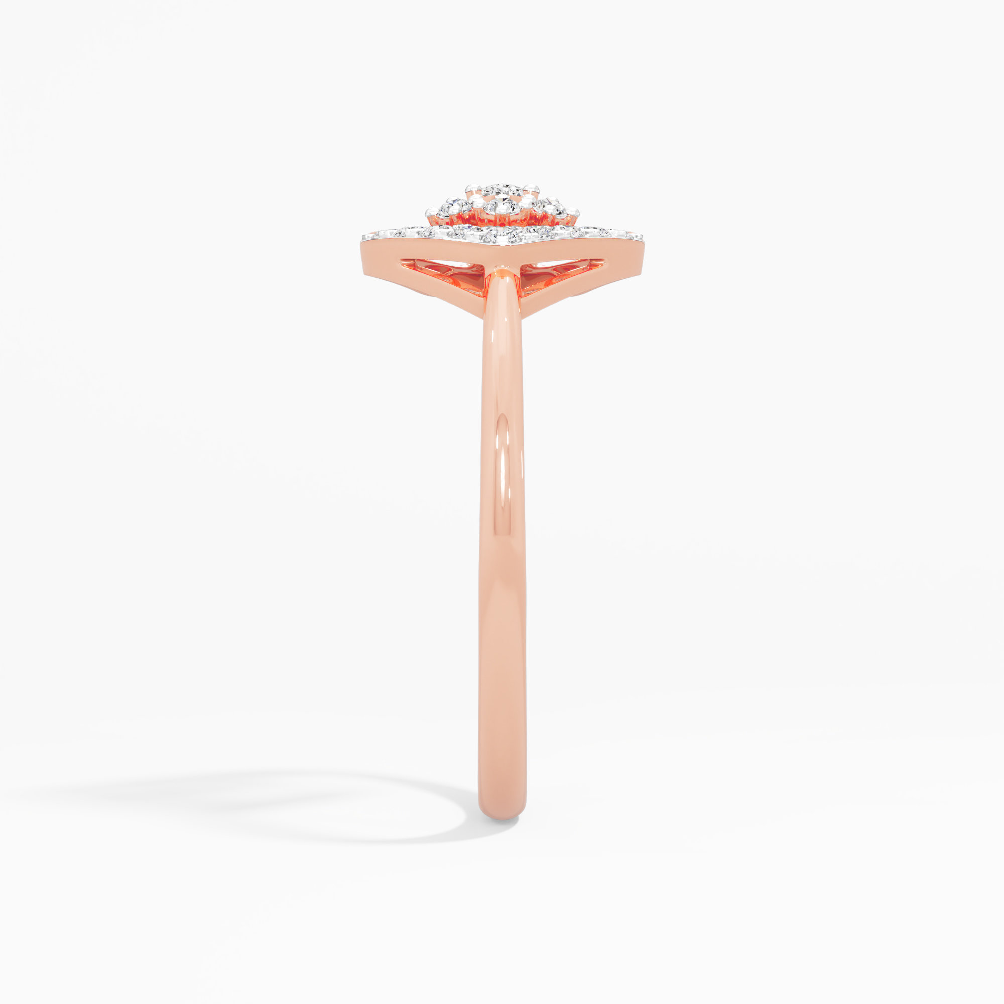 Luminous Lattice Halos Ring in 9KT Rose Gold (Diamond Quality: FG-VVS VS)