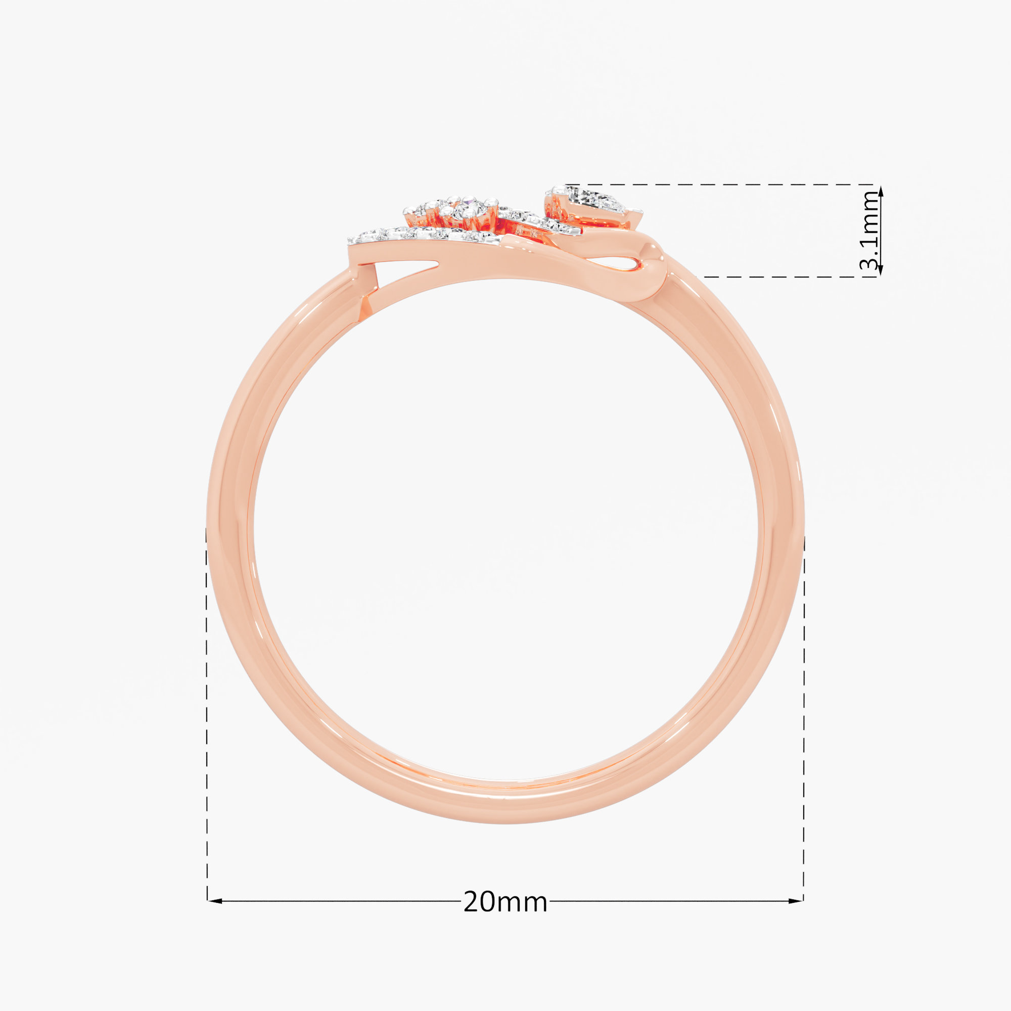 Luminous Lattice Halos Ring in 9KT Rose Gold (Diamond Quality: FG-VVS VS)