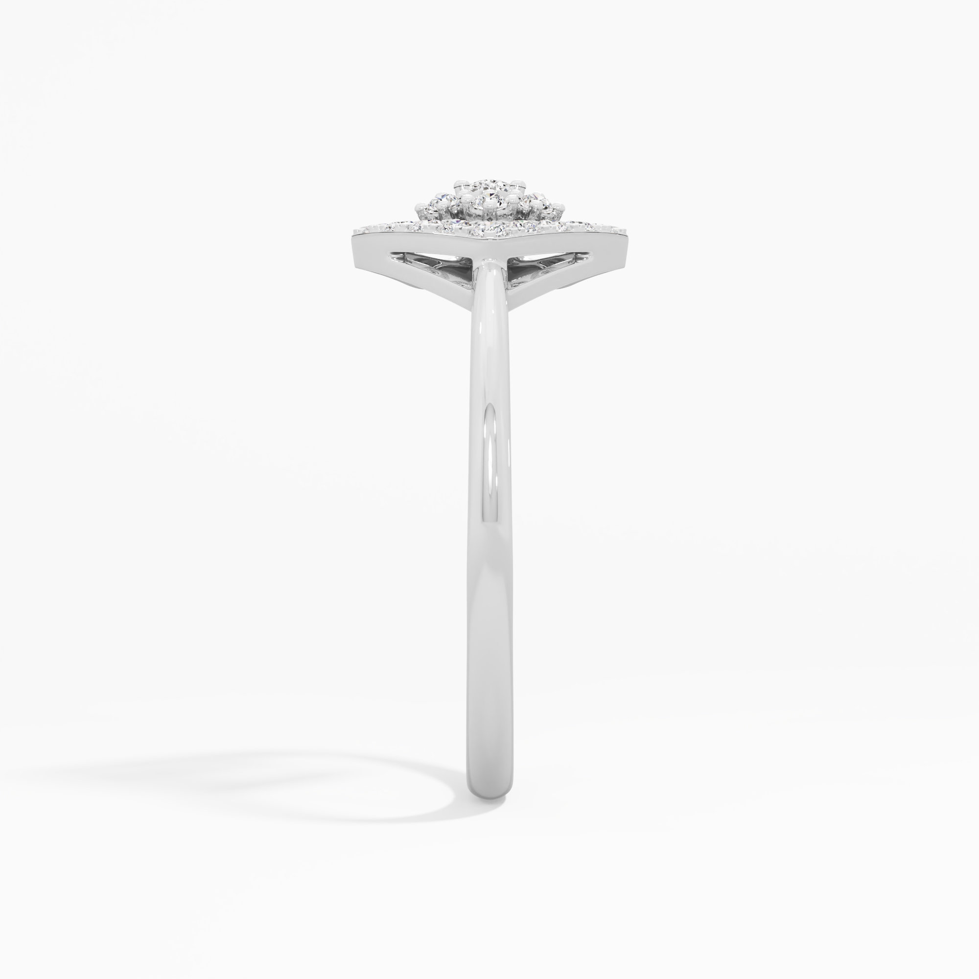 Luminous Lattice Halos Ring in 9KT White Gold (Diamond Quality: FG-VVS VS)