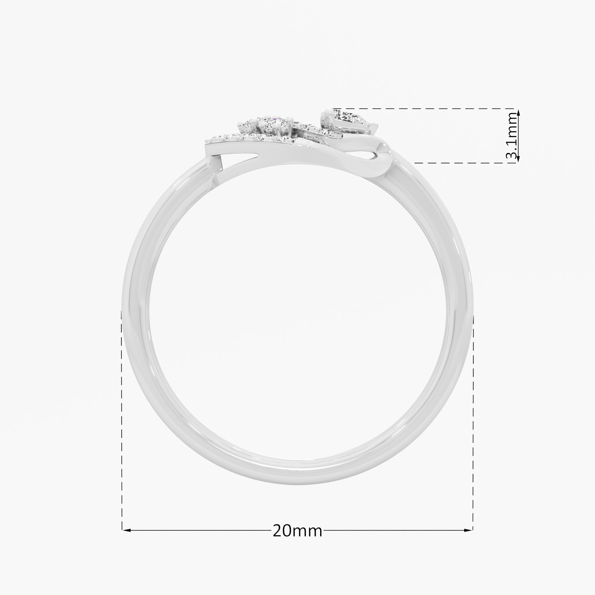 Luminous Lattice Halos Ring in 9KT White Gold (Diamond Quality: FG-VVS VS)