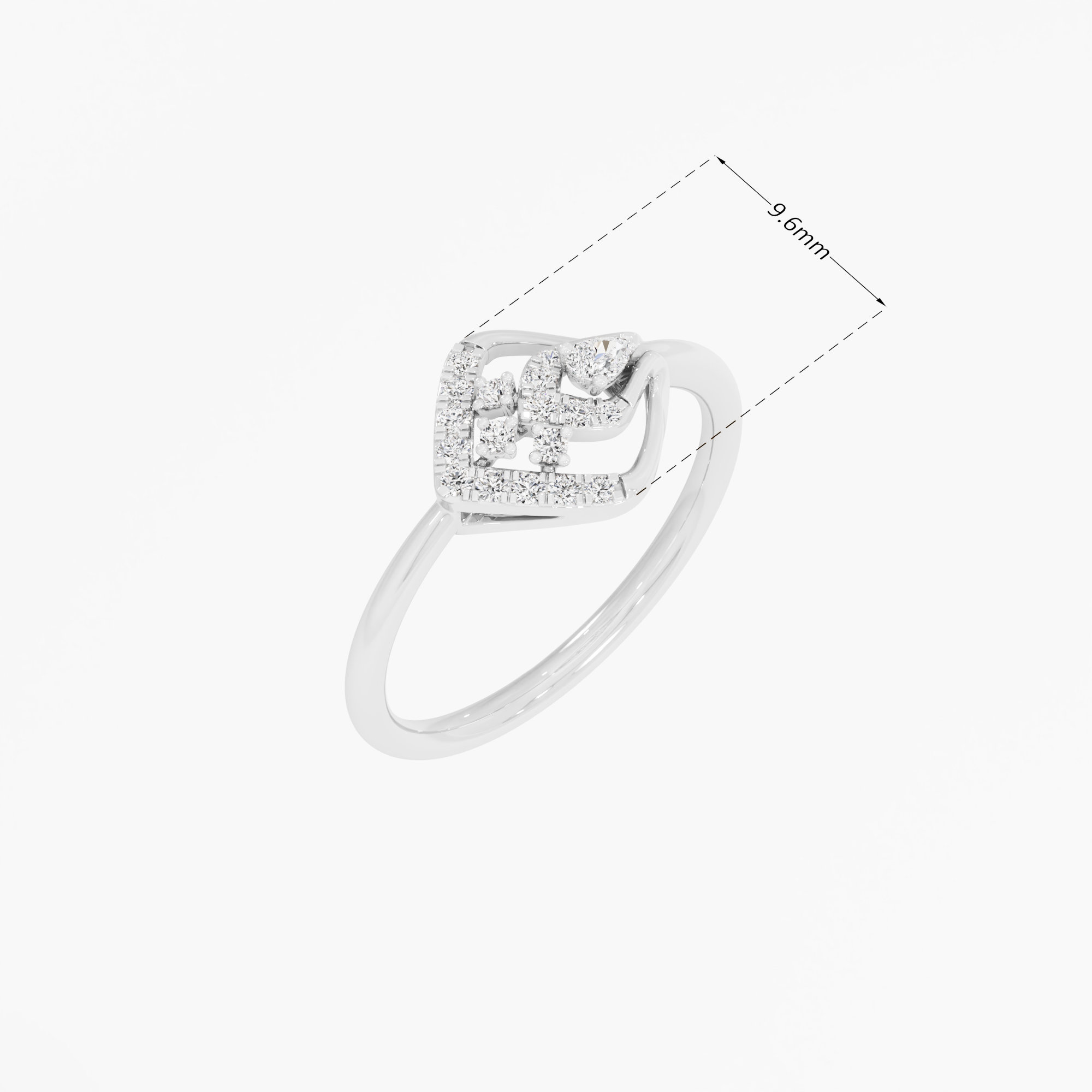 Luminous Lattice Halos Ring in 9KT White Gold (Diamond Quality: FG-VVS VS)