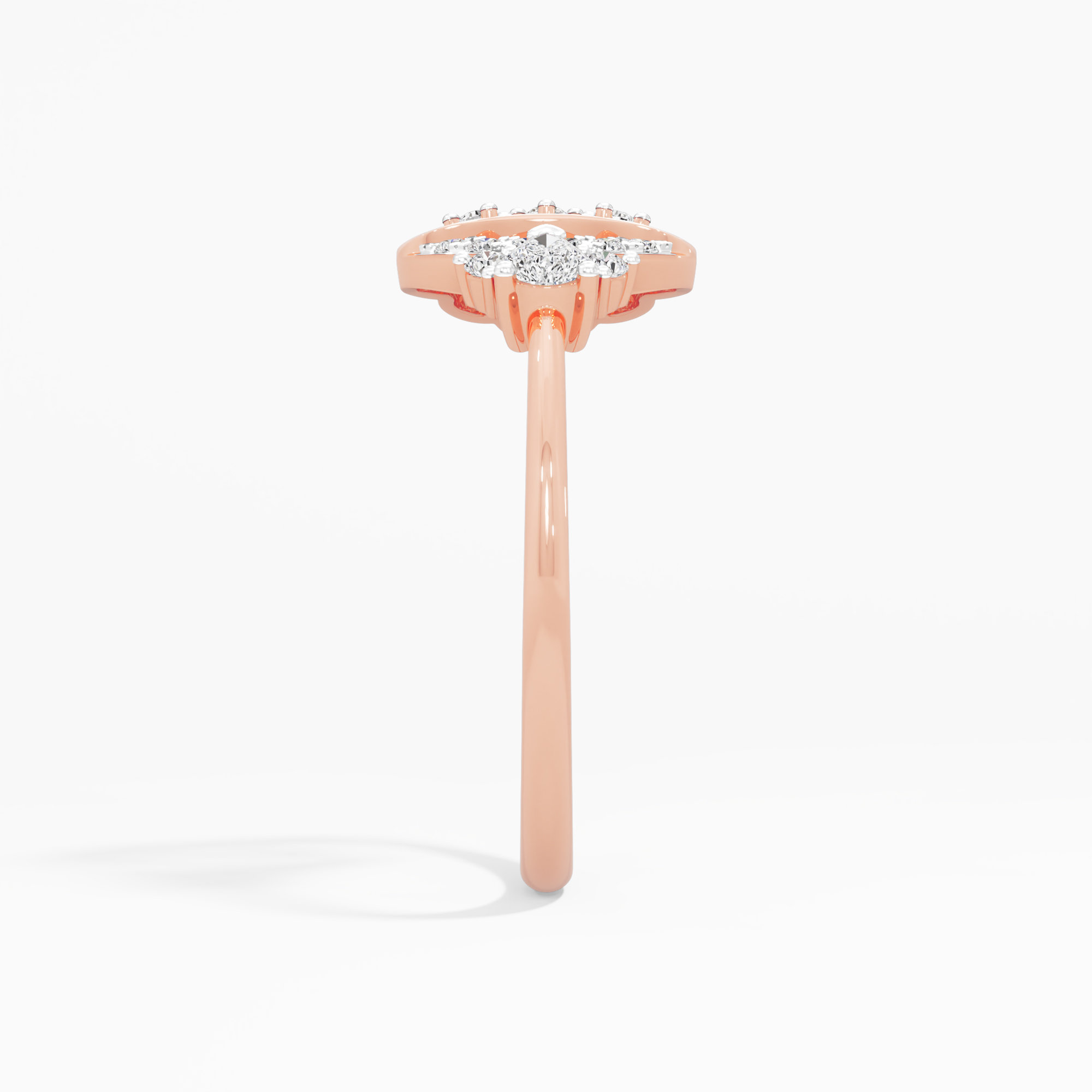 Petal Bloom Halos Ring in 9KT Rose Gold (Diamond Quality: FG-VVS VS)