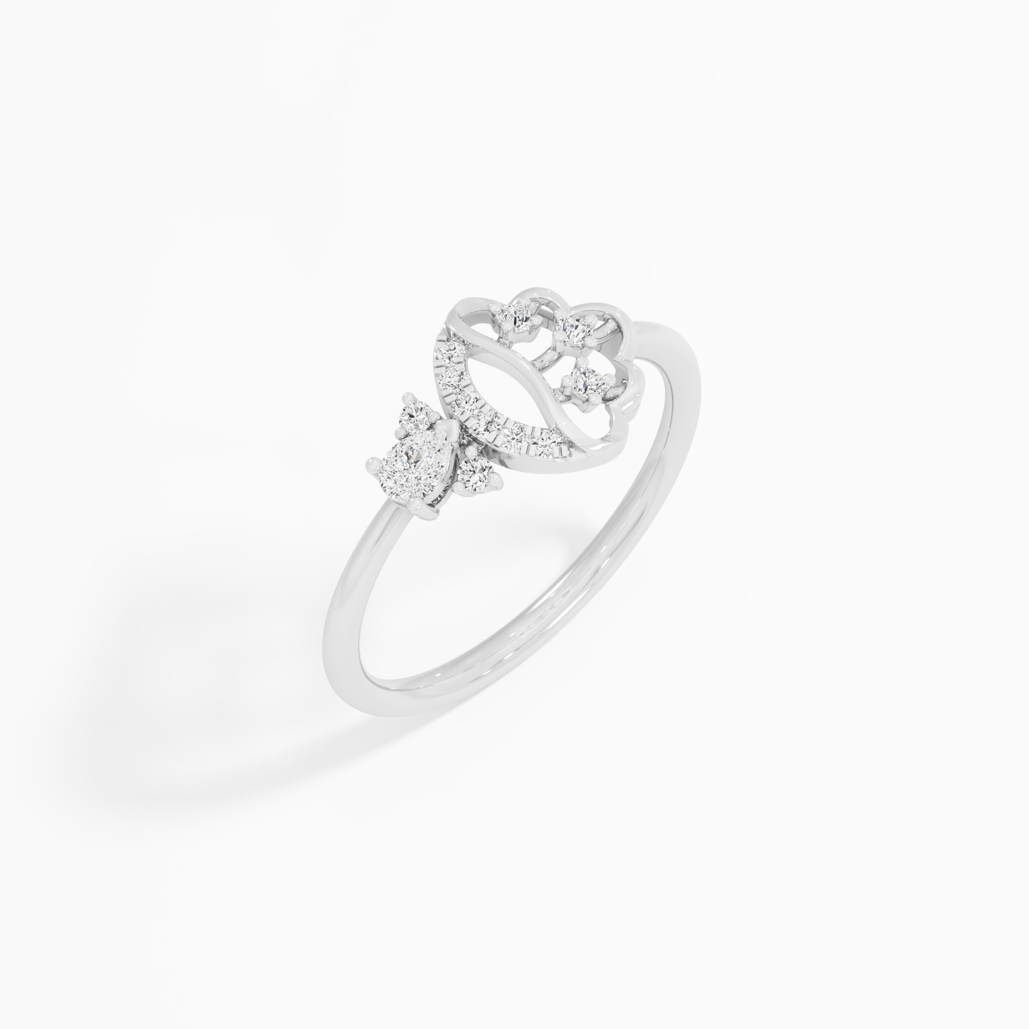 Petal Bloom Halos Ring in 9KT White Gold (Diamond Quality: FG-VVS VS)