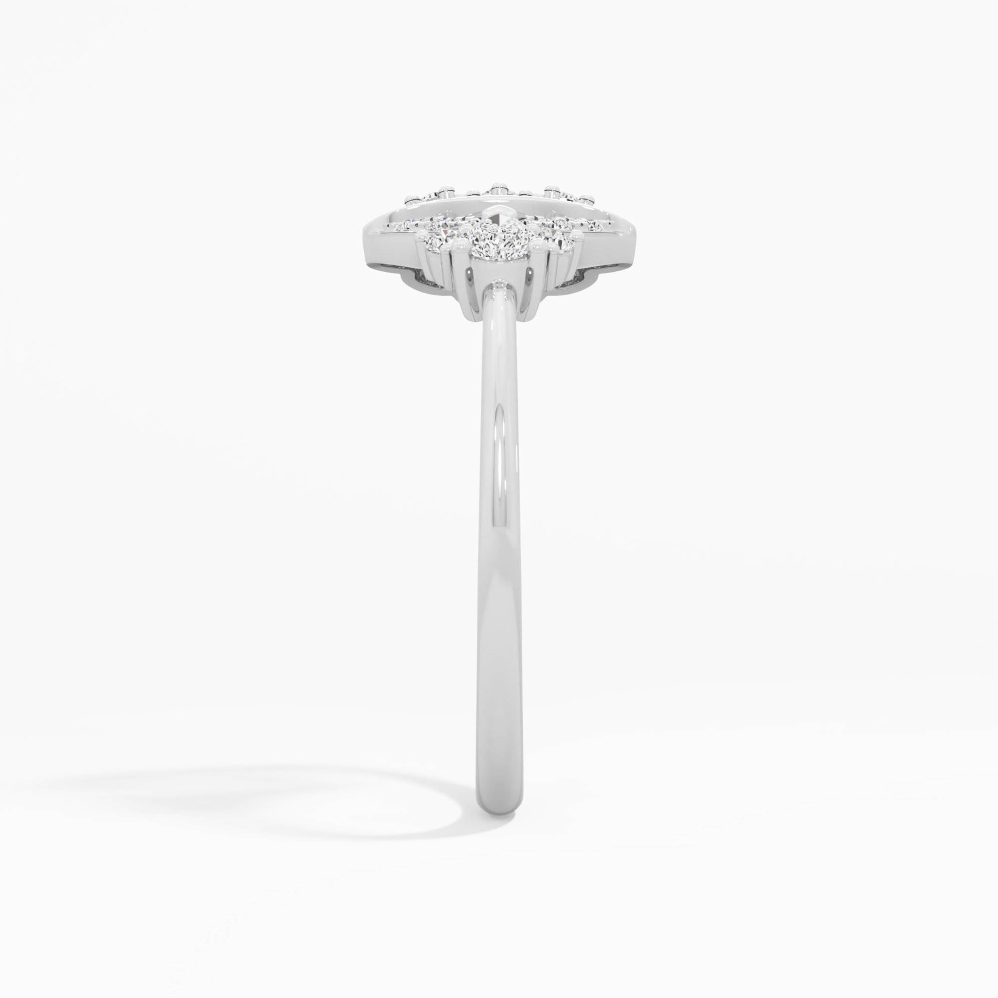 Petal Bloom Halos Ring in 9KT White Gold (Diamond Quality: FG-VVS VS)