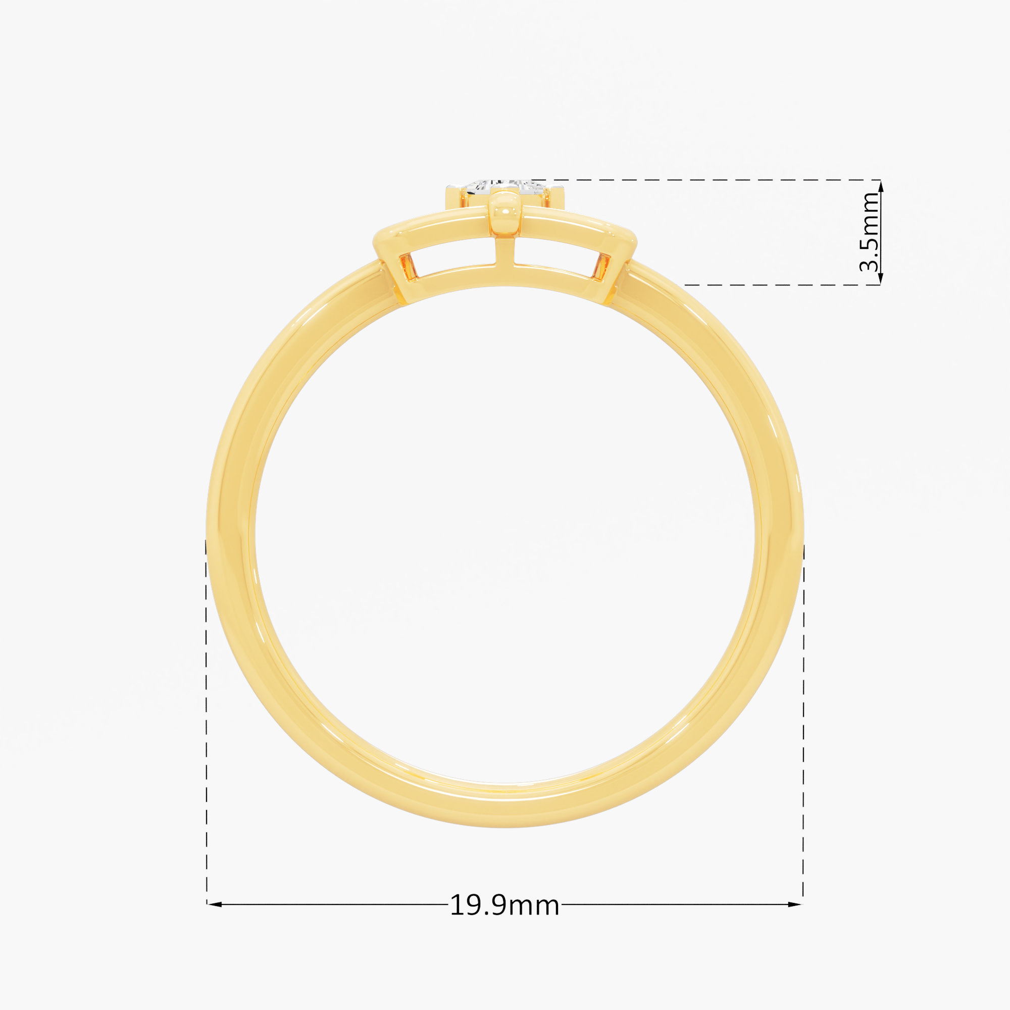 Cubic Charm Diamond Ring in 9KT Yellow Gold (Diamond Quality: FG-VVS VS)
