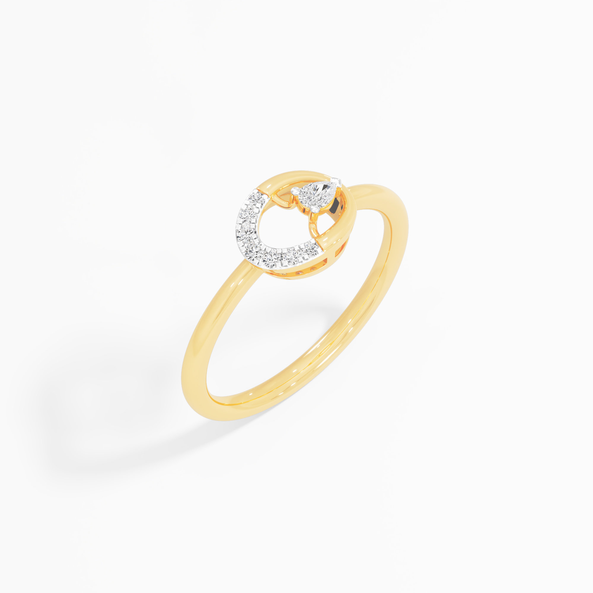 Glimmering Arc Diamond Ring in 9KT Yellow Gold (Diamond Quality: FG-VVS VS)