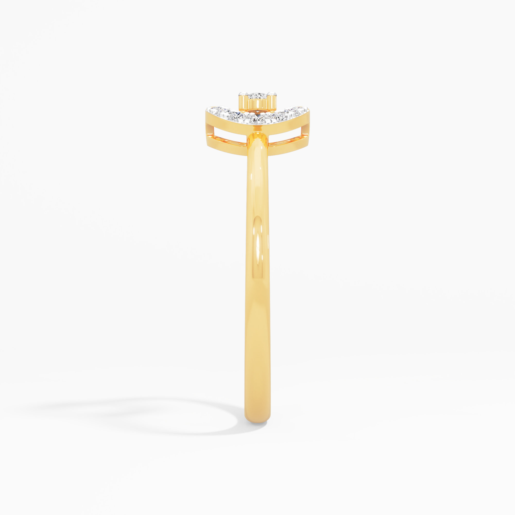 Glimmering Arc Diamond Ring in 9KT Yellow Gold (Diamond Quality: FG-VVS VS)
