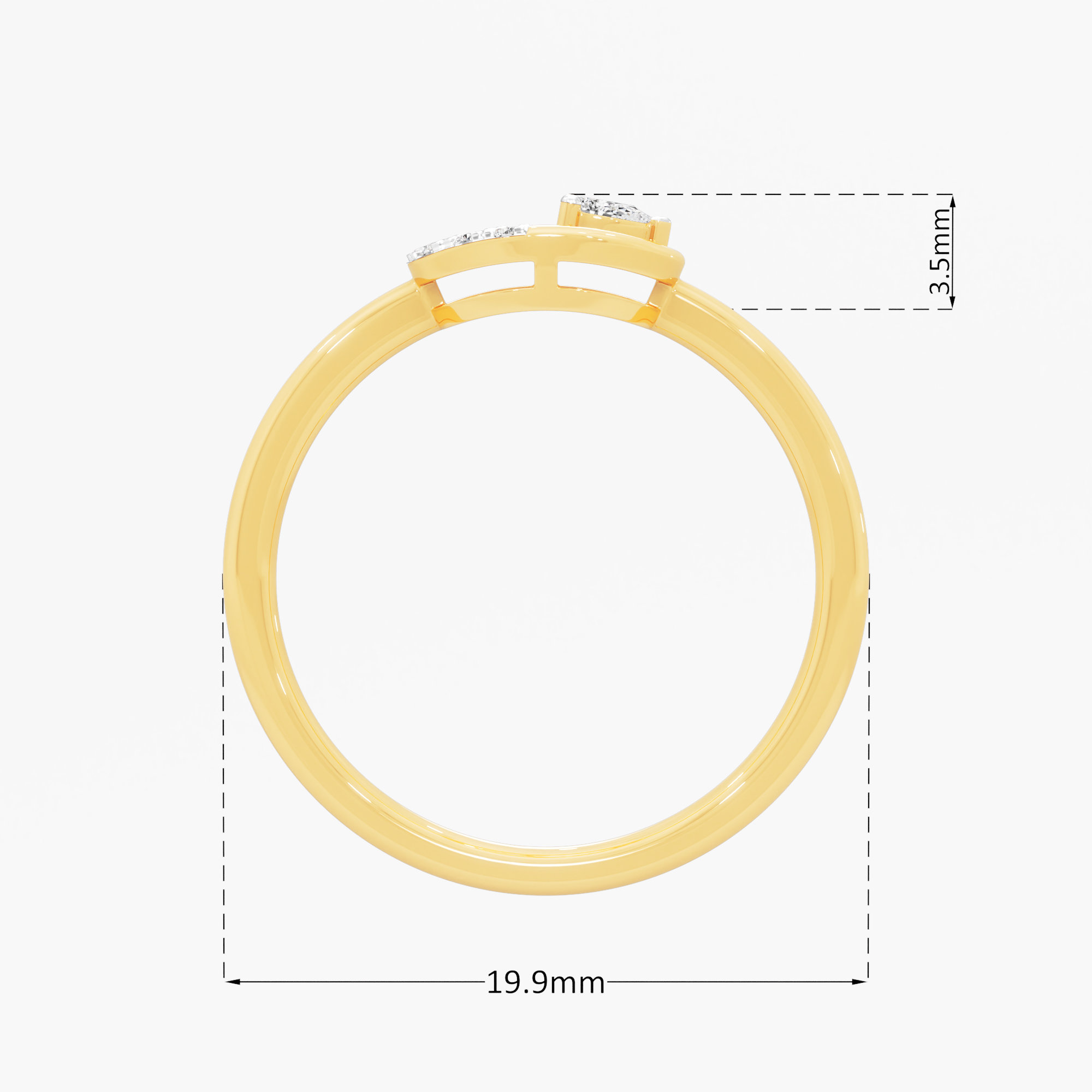Glimmering Arc Diamond Ring in 9KT Yellow Gold (Diamond Quality: FG-VVS VS)