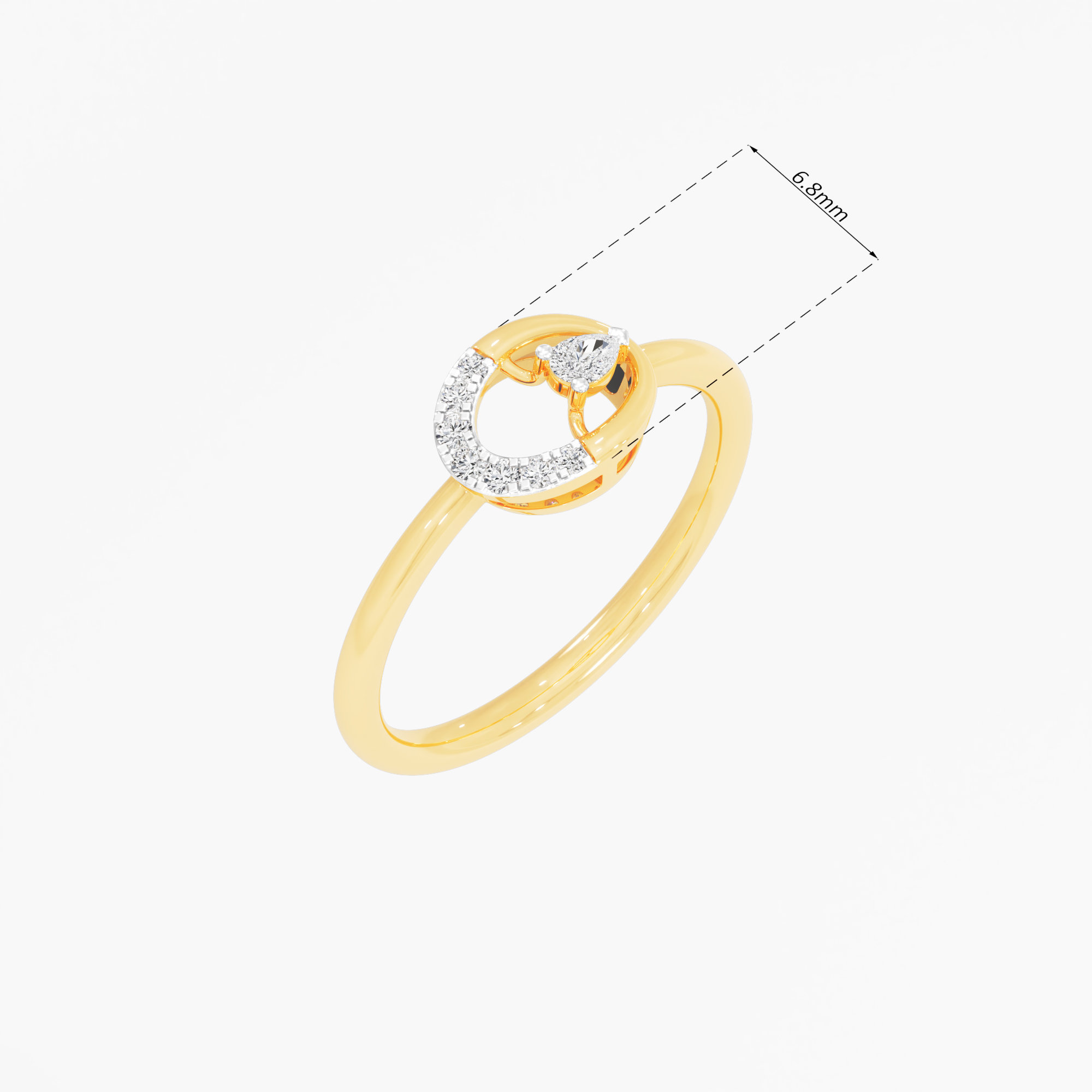 Glimmering Arc Diamond Ring in 9KT Yellow Gold (Diamond Quality: FG-VVS VS)